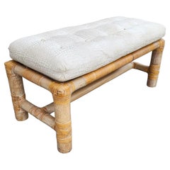 Drexel Heritage Bambusbank aus Leder und Rattan