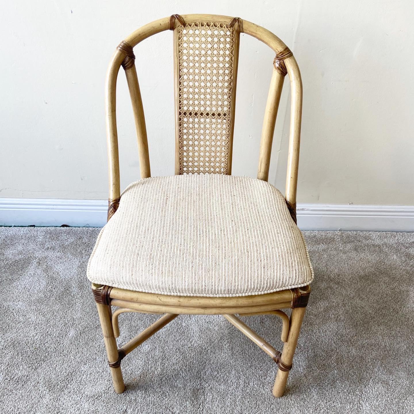 Drexel Heritage Bamboo Rattan and Cane Dining Set, 7 Pieces In Good Condition In Delray Beach, FL
