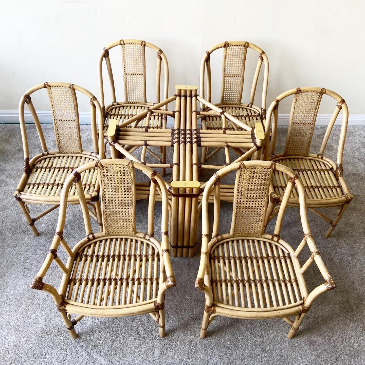 Drexel Heritage Bamboo Rattan and Cane Dining Set, 7 Pieces 2