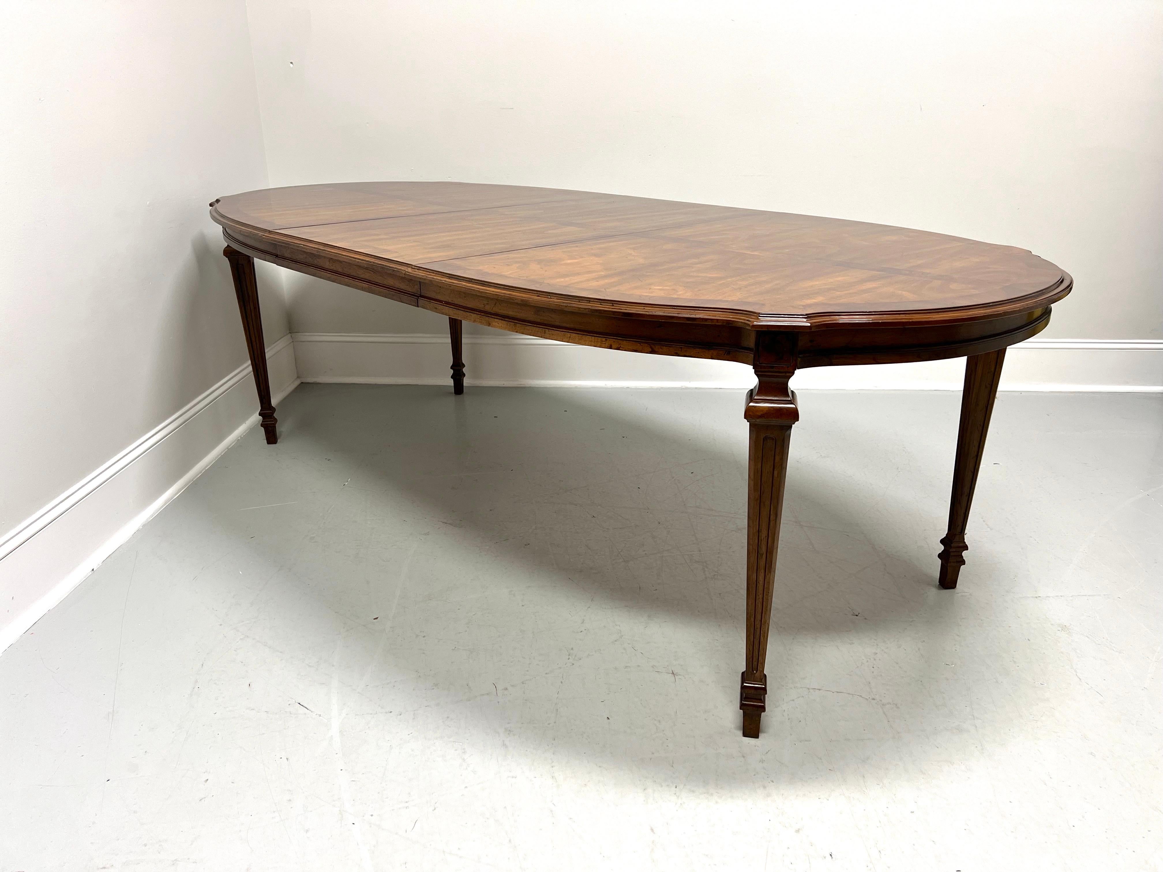 20th Century DREXEL HERITAGE Banded Burl Walnut French Provincial Louis XVI Dining Table