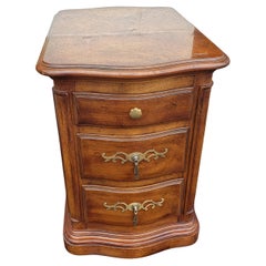 Drexel Heritage Banded Walnut Side Table Chest of Drawers