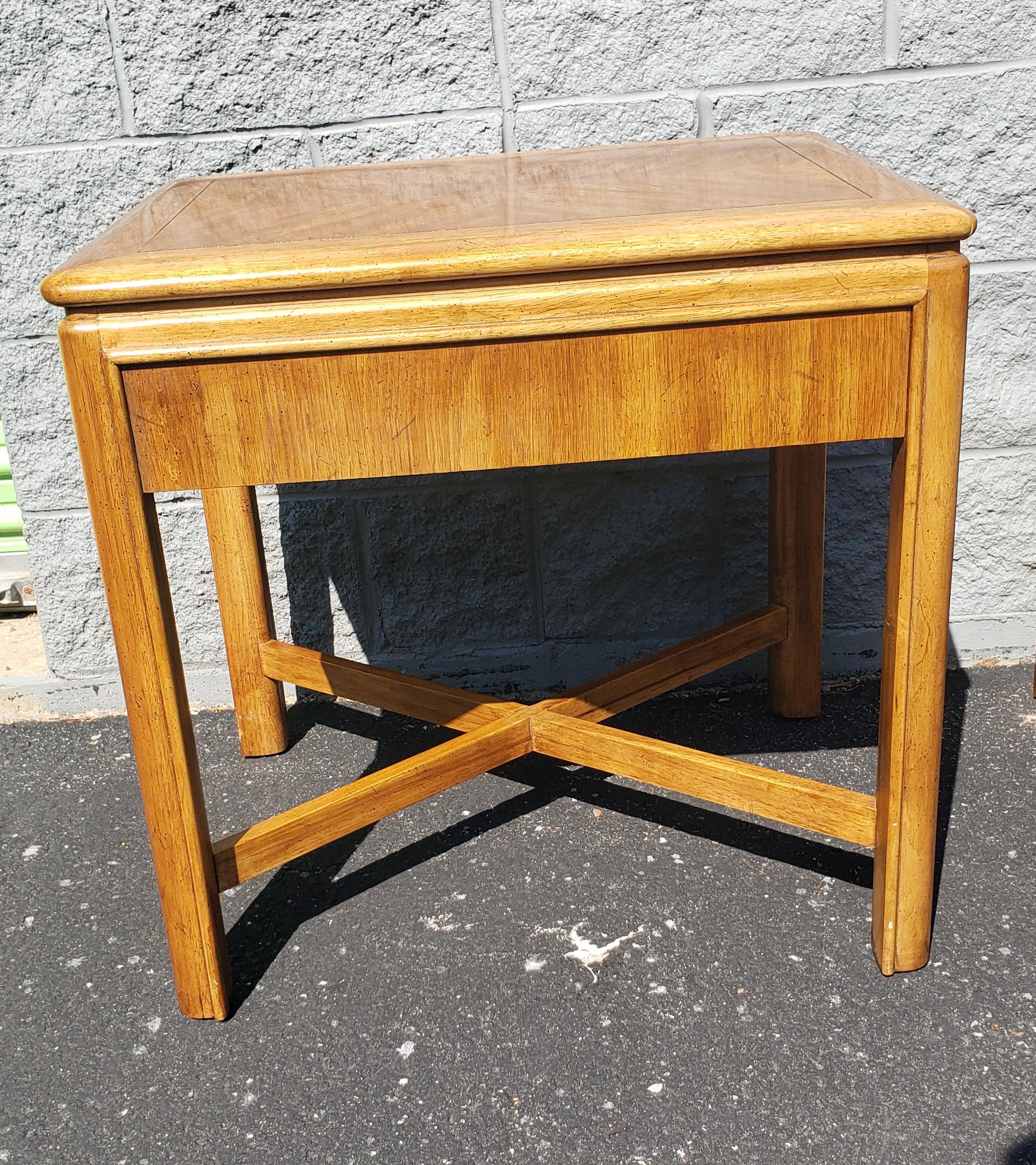 Drexel Heritage Campaign Style Side Tables, Circa 1970s, a Pair In Good Condition For Sale In Germantown, MD