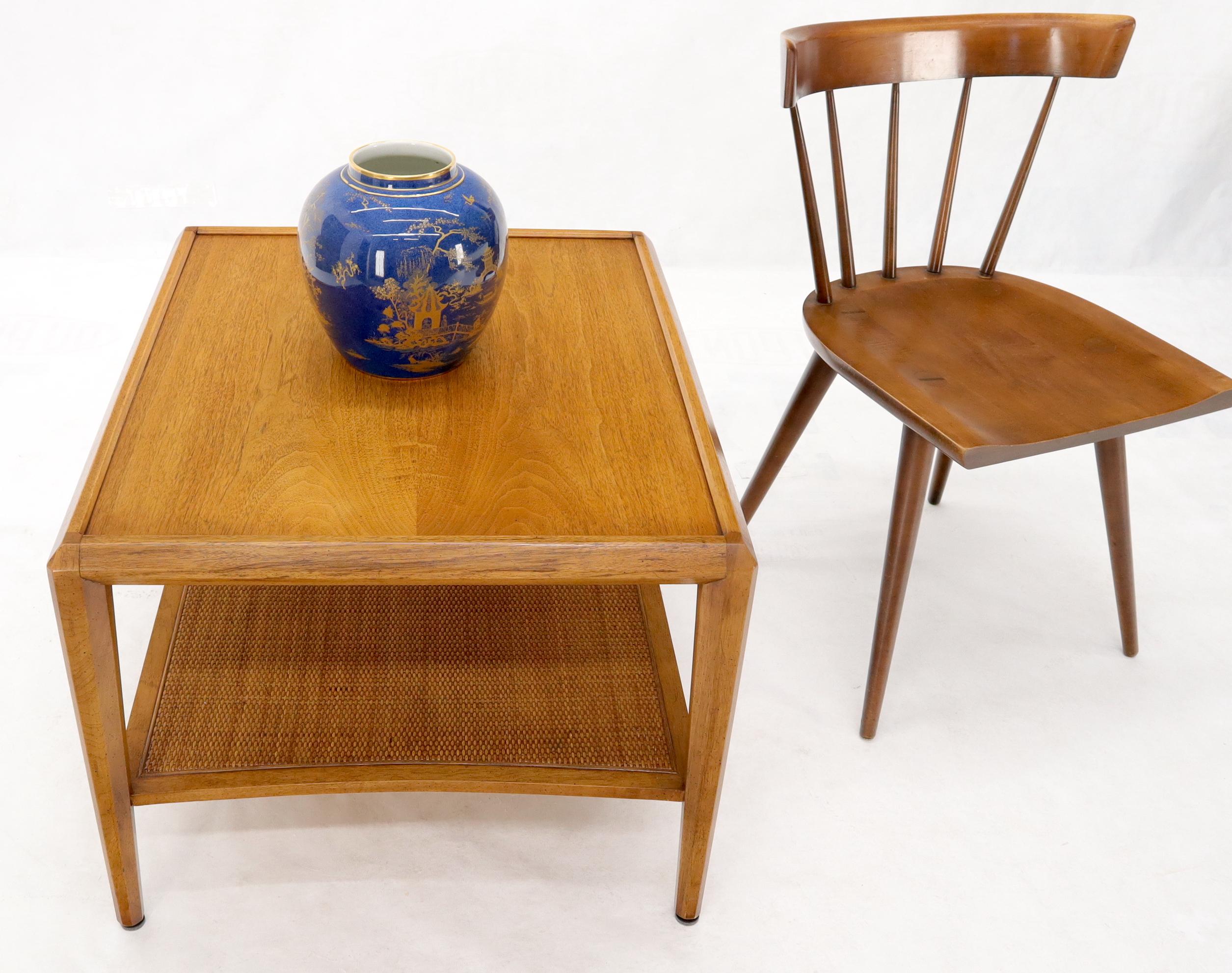 Drexel Heritage Cane Shelf TwoTier Side End Table on Tapered Legs at