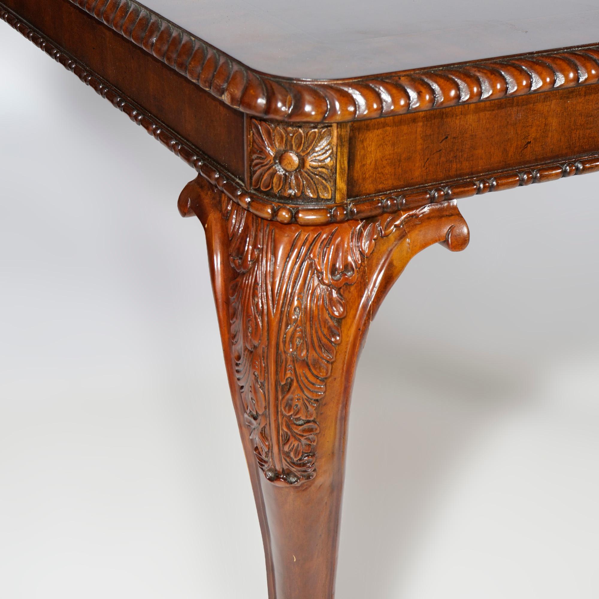 Drexel Heritage Carved Mahogany Banded & Inlaid Extension Dining Table 20th C 11