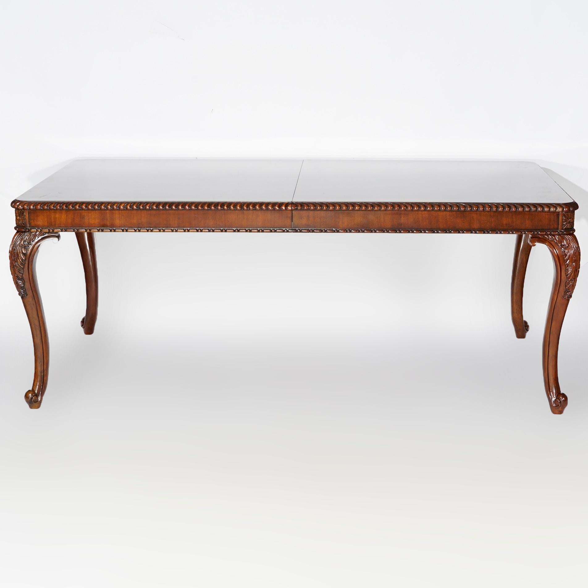 Drexel Heritage Carved Mahogany Banded & Inlaid Extension Dining Table 20th C In Good Condition In Big Flats, NY