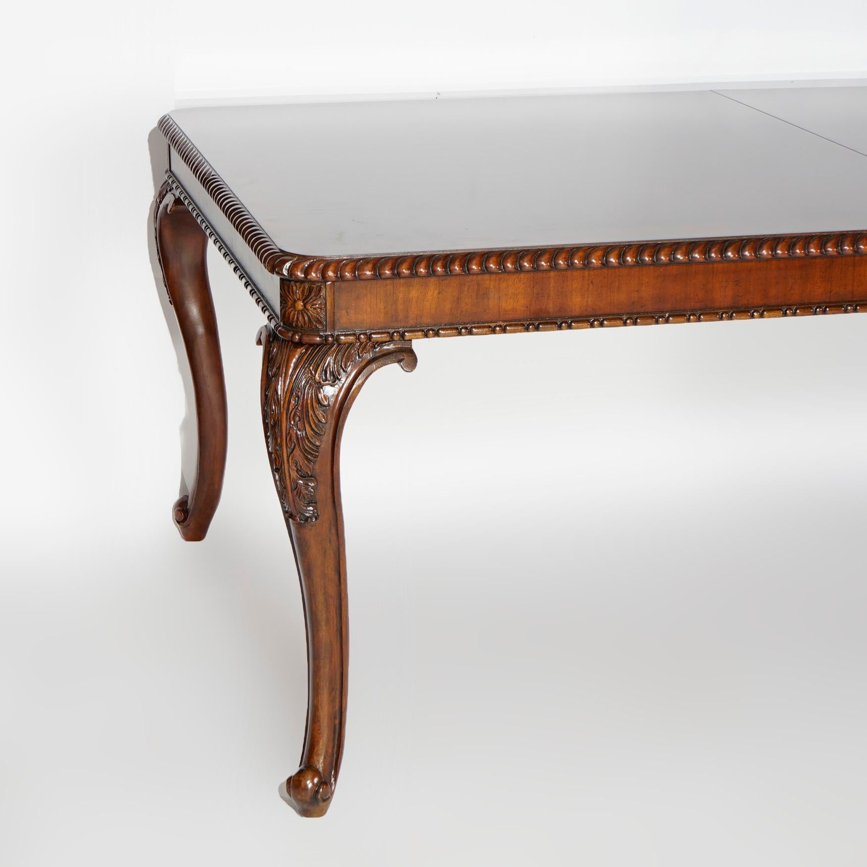 20th Century Drexel Heritage Carved Mahogany Banded & Inlaid Extension Dining Table 20th C