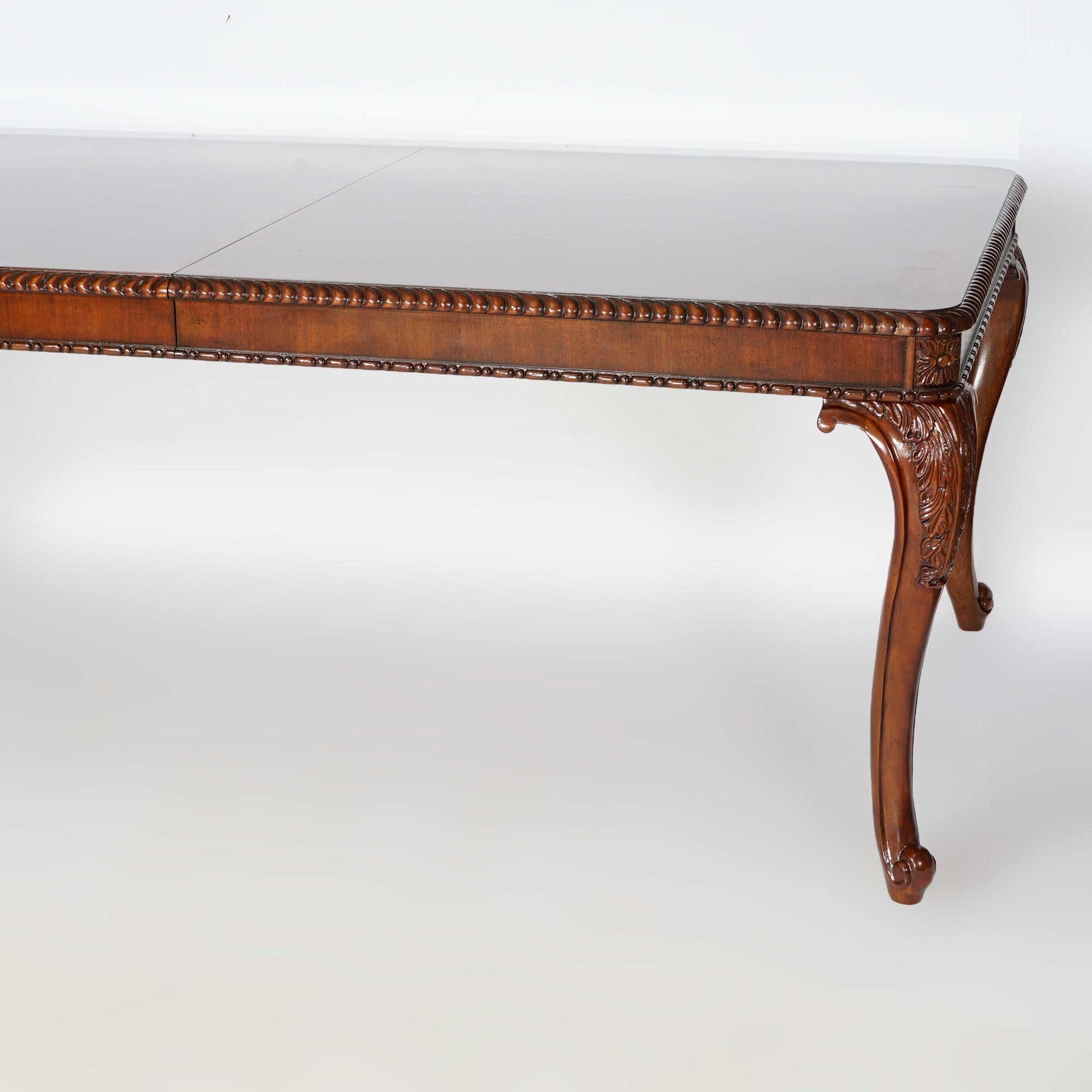 Drexel Heritage Carved Mahogany Banded & Inlaid Extension Dining Table 20th C 1