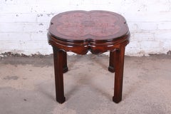 Drexel Heritage Carved Mahogany Hollywood Regency Clover-Shaped Occasional Table