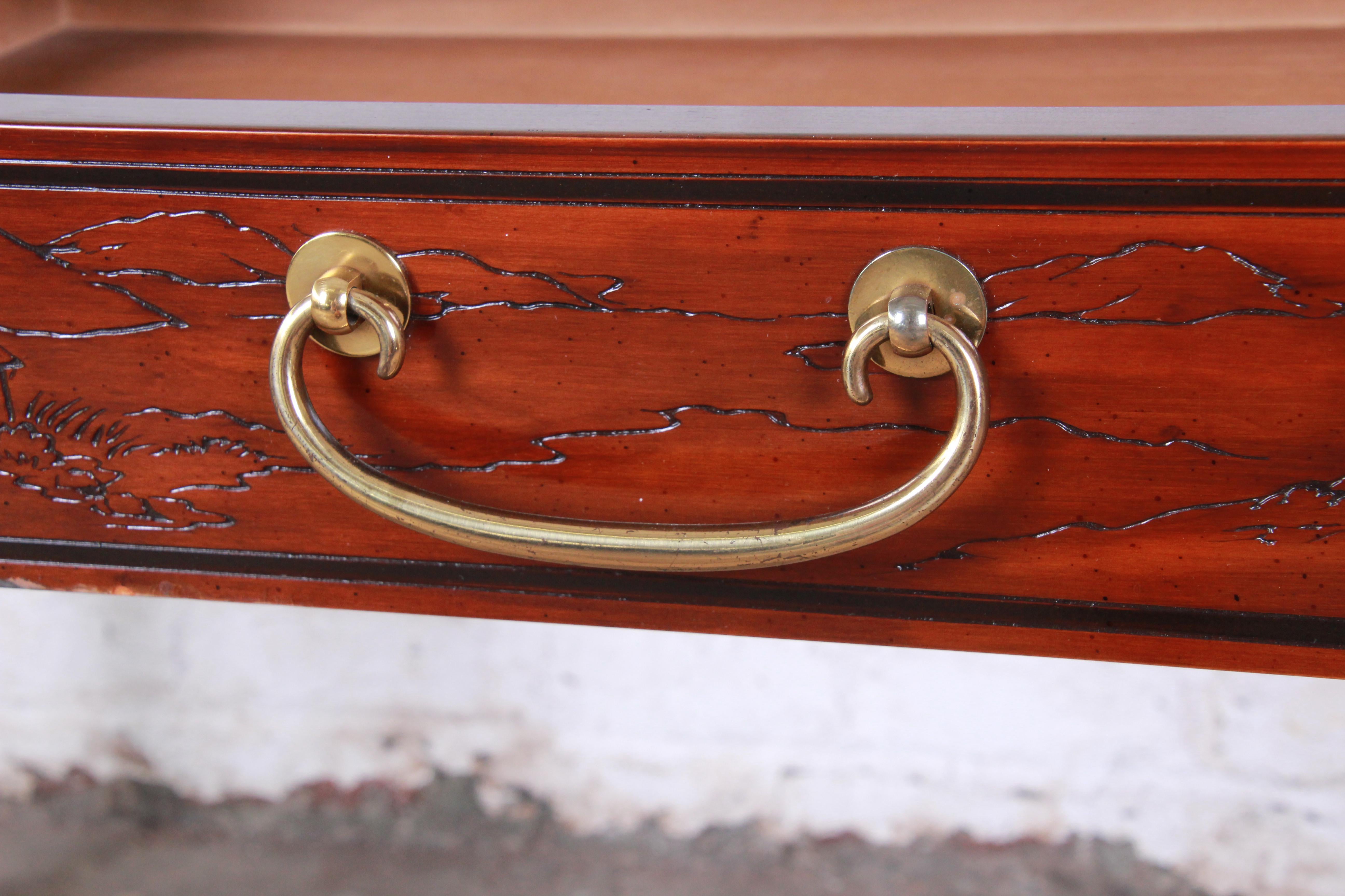 Late 20th Century Drexel Heritage Carved Mahogany Hollywood Regency Console or Sofa Table