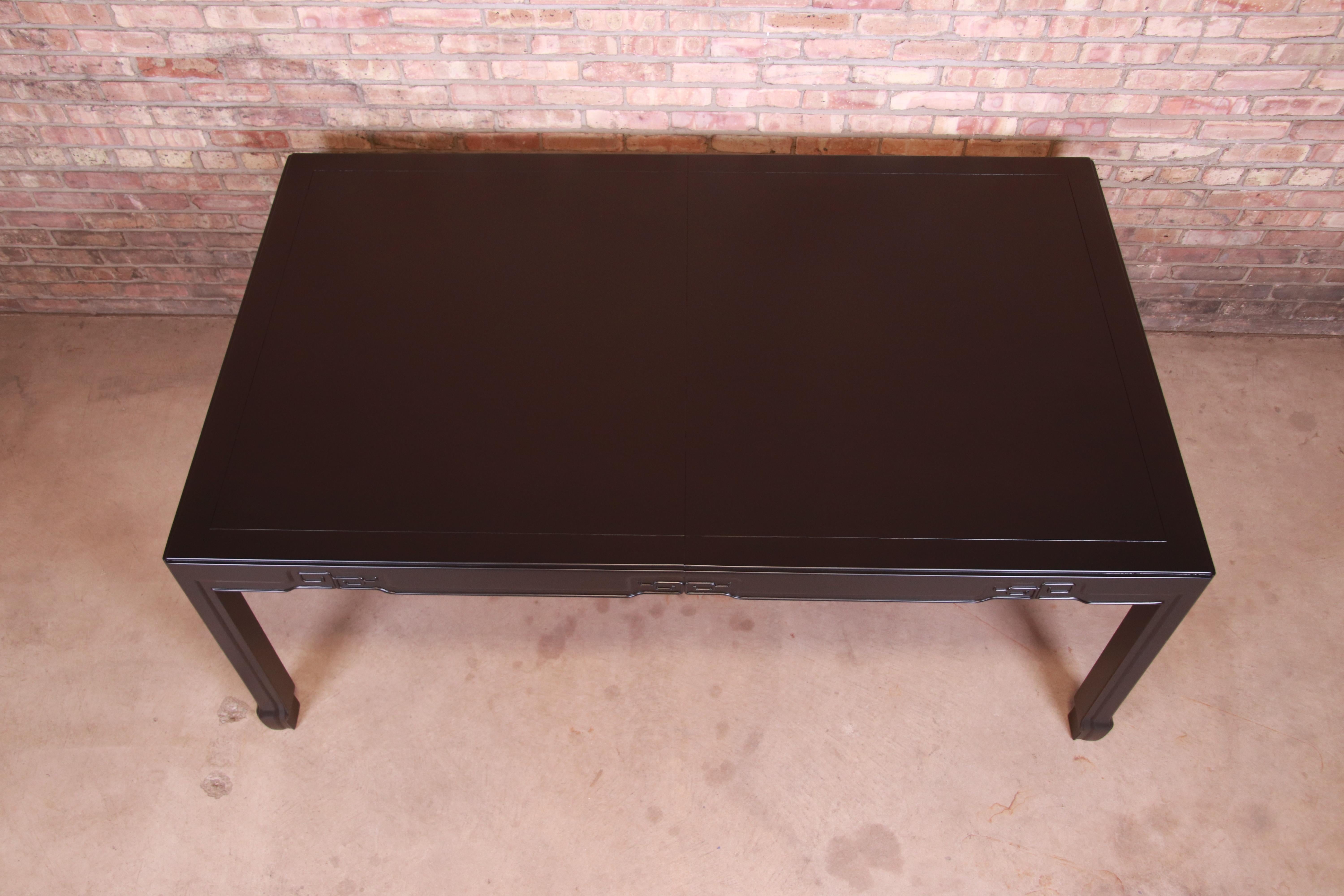 Drexel Heritage Chinoiserie Black Lacquered Dining Table, Newly Refinished 9