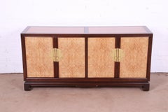 Drexel Heritage Chinoiserie Burl Wood Sideboard Credenza, Newly Refinished