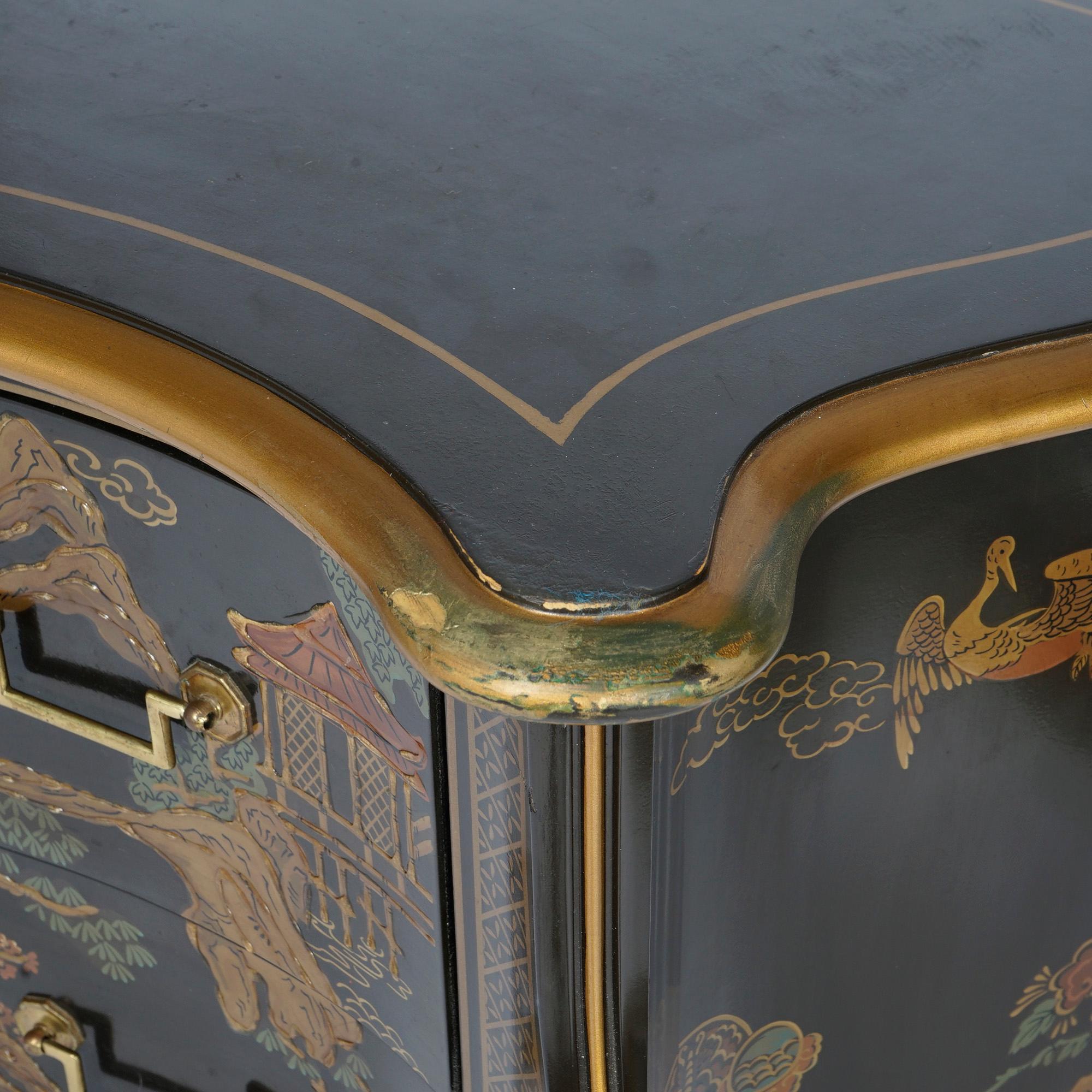 Drexel Heritage Chinoiserie Decorated & Gilt Commode, Genre Scenes, 20th C 5