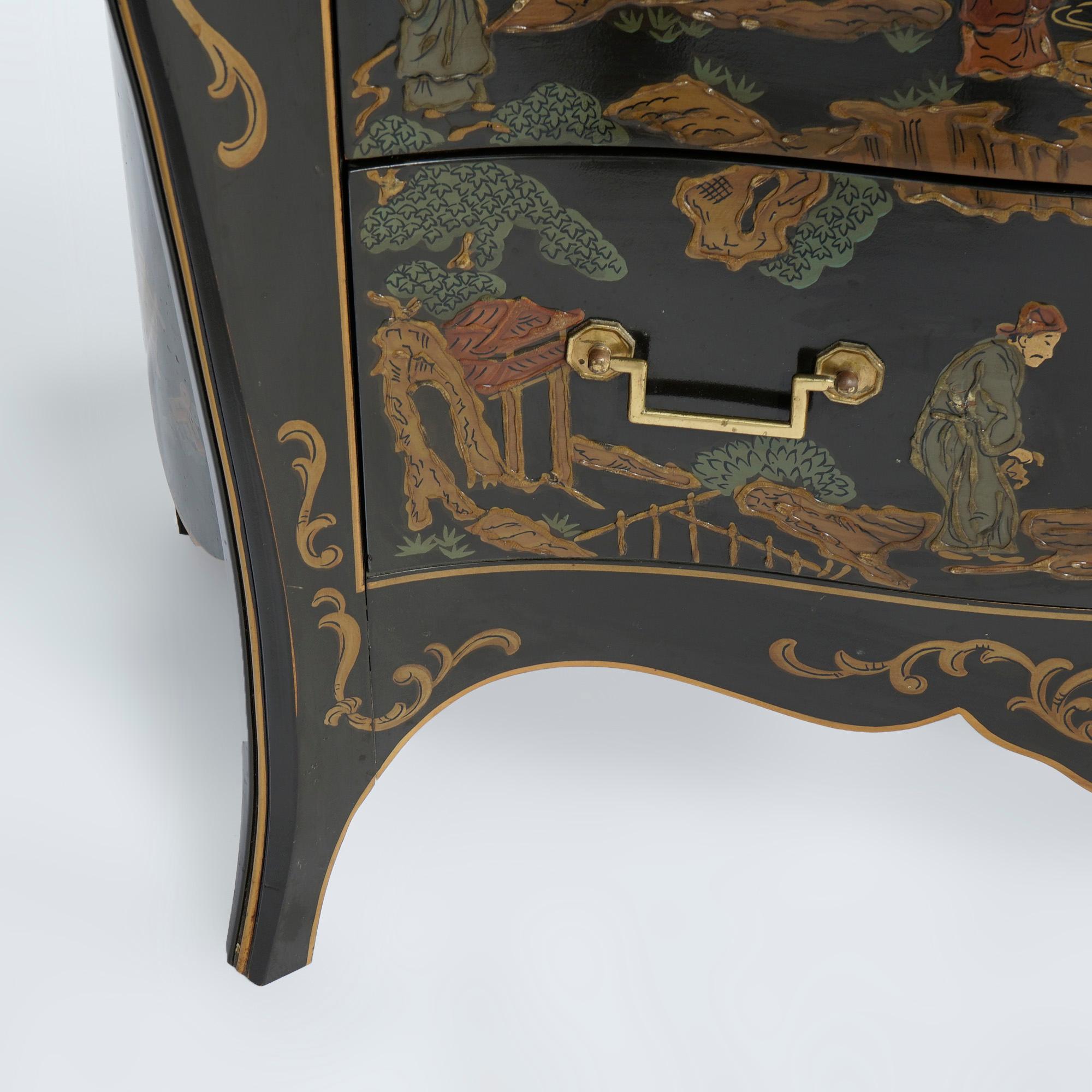 Drexel Heritage Chinoiserie Decorated & Gilt Commode, Genre Scenes, 20th C 9