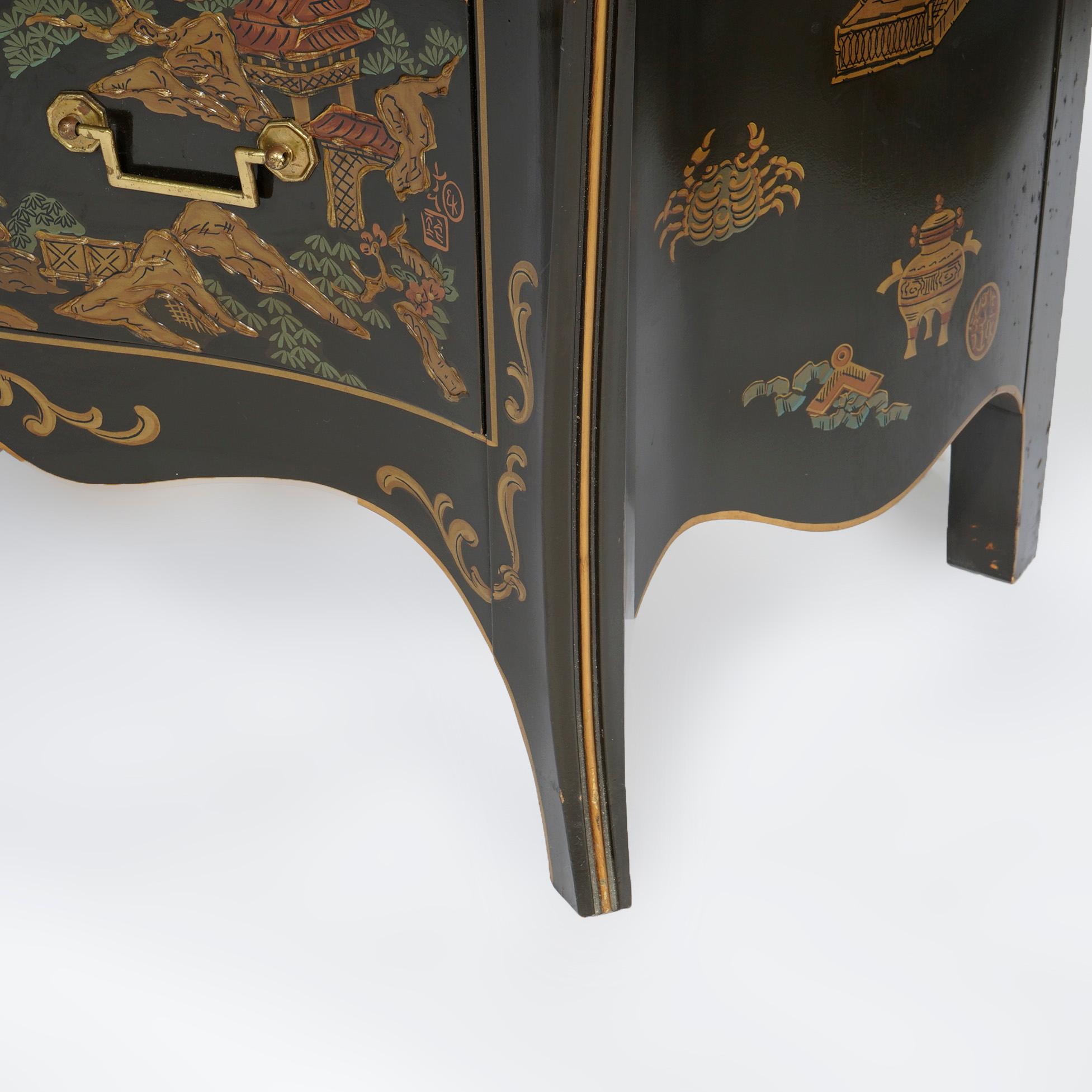 Drexel Heritage Chinoiserie Decorated & Gilt Commode, Genre Scenes, 20th C 11