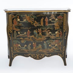 Drexel Heritage Chinoiserie Decorated & Gilt Commode, Genre Scenes, 20th C