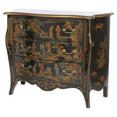 Drexel Heritage Chinoiserie Decorated & Gilt Commode, Genre Scenes, 20th C