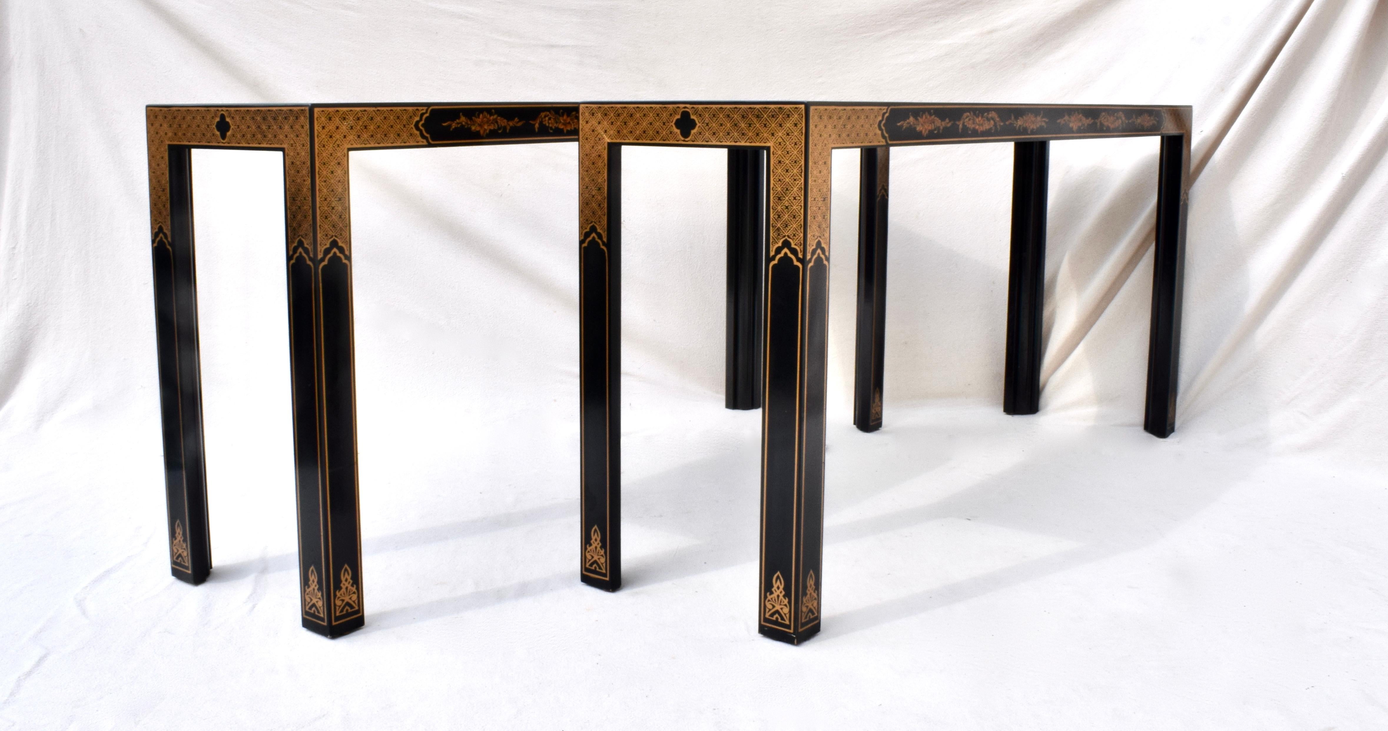Drexel Heritage Chinoiserie Parsons Console Tables In Good Condition In Southampton, NJ