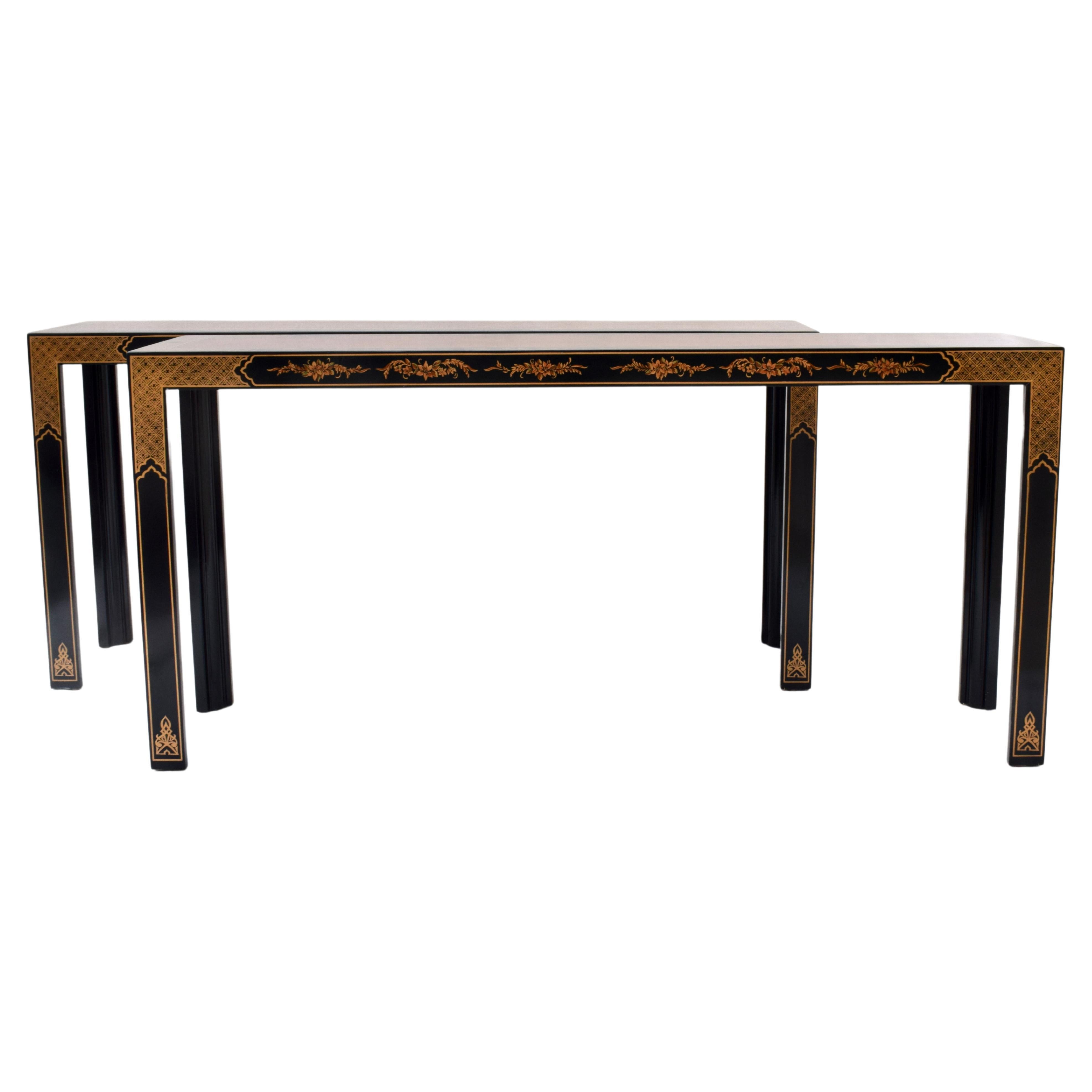 Drexel Heritage Chinoiserie Parsons Console Tables