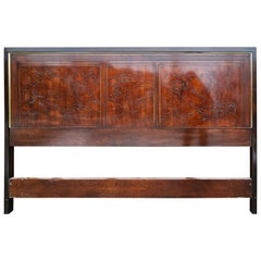Drexel Heritage Chinoiserie Style Mountain Landscape Carving King Size Headboard