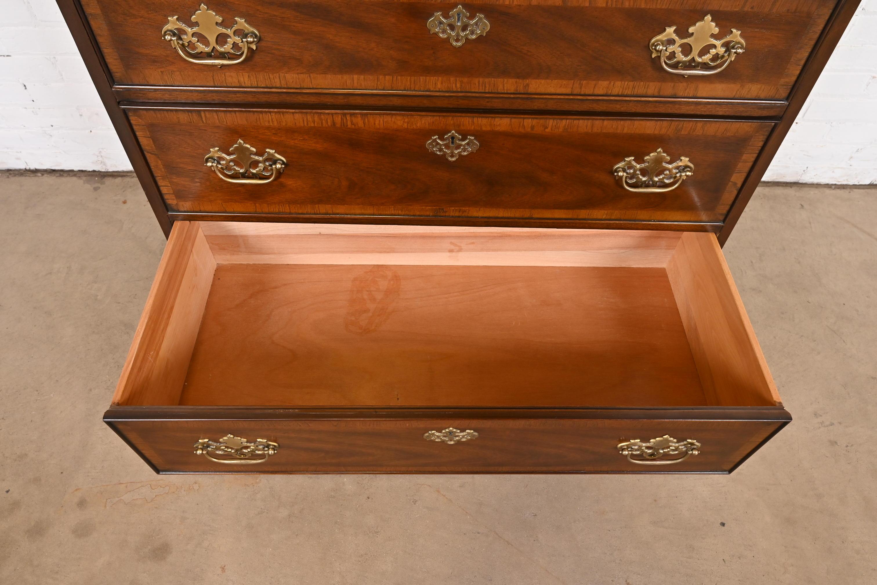 Drexel Heritage Chippendale Banded Mahogany Highboy Dresser 2