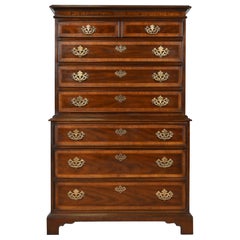 Drexel Heritage Chippendale Banded Mahogany Highboy Dresser