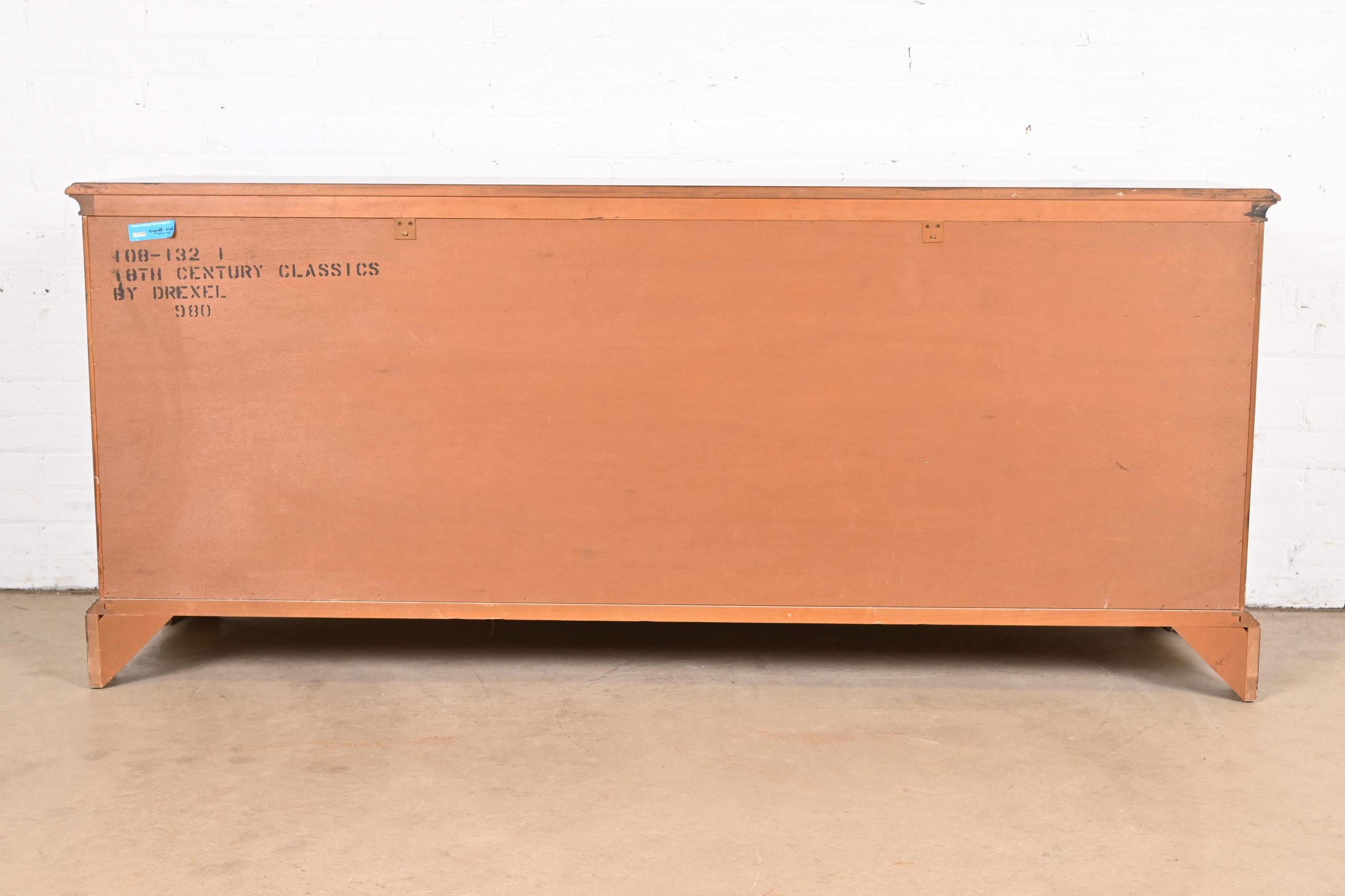 Drexel Heritage Chippendale Banded Mahogany Ten-Drawer Dresser or Credenza 10
