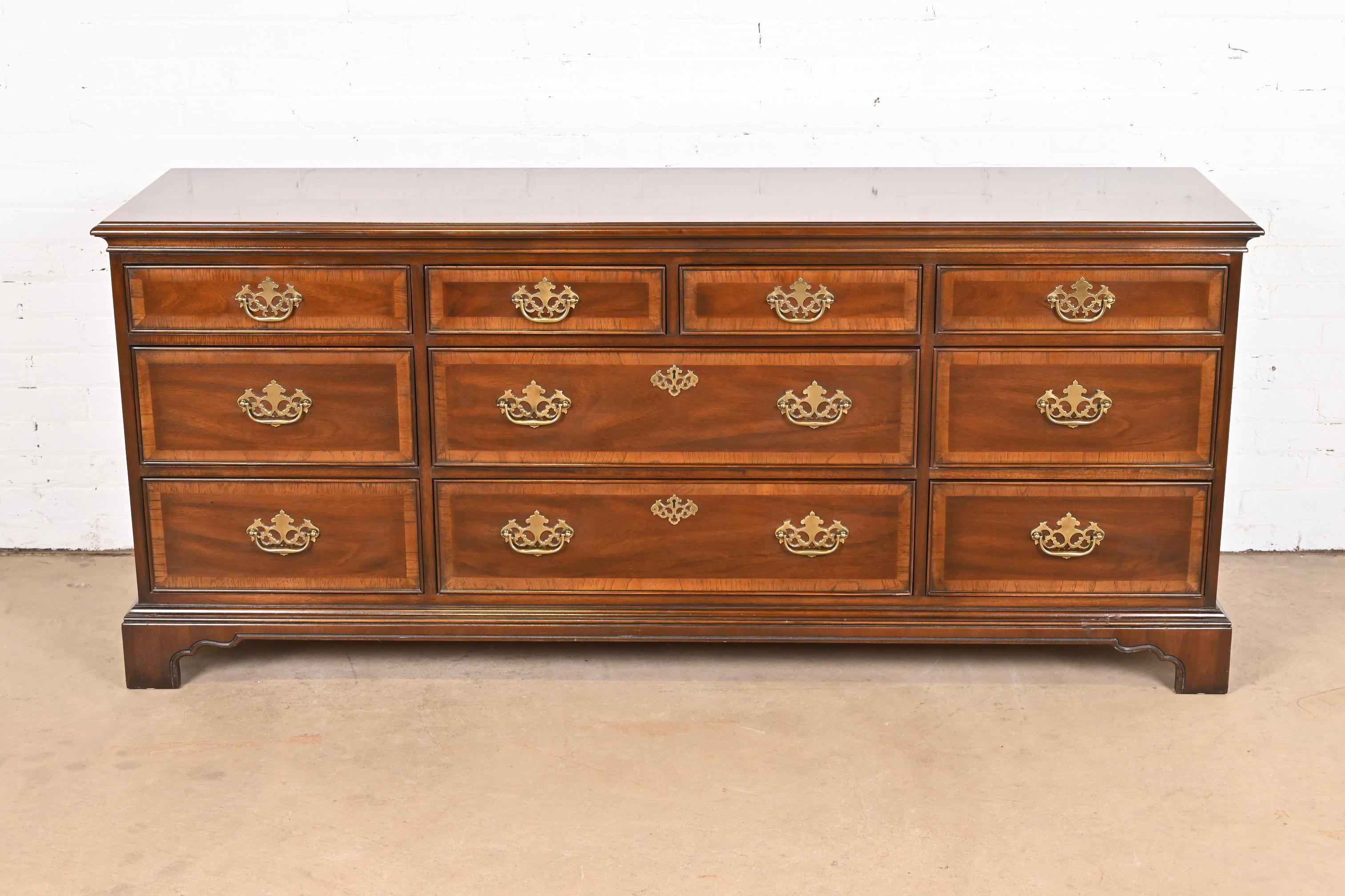 A gorgeous Georgian or Chippendale style ten-drawer long dresser or credenza

By Drexel Heritage, 