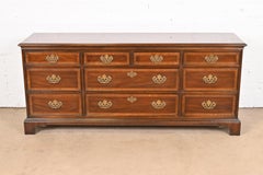 Drexel Heritage Chippendale Banded Mahogany Ten-Drawer Dresser or Credenza