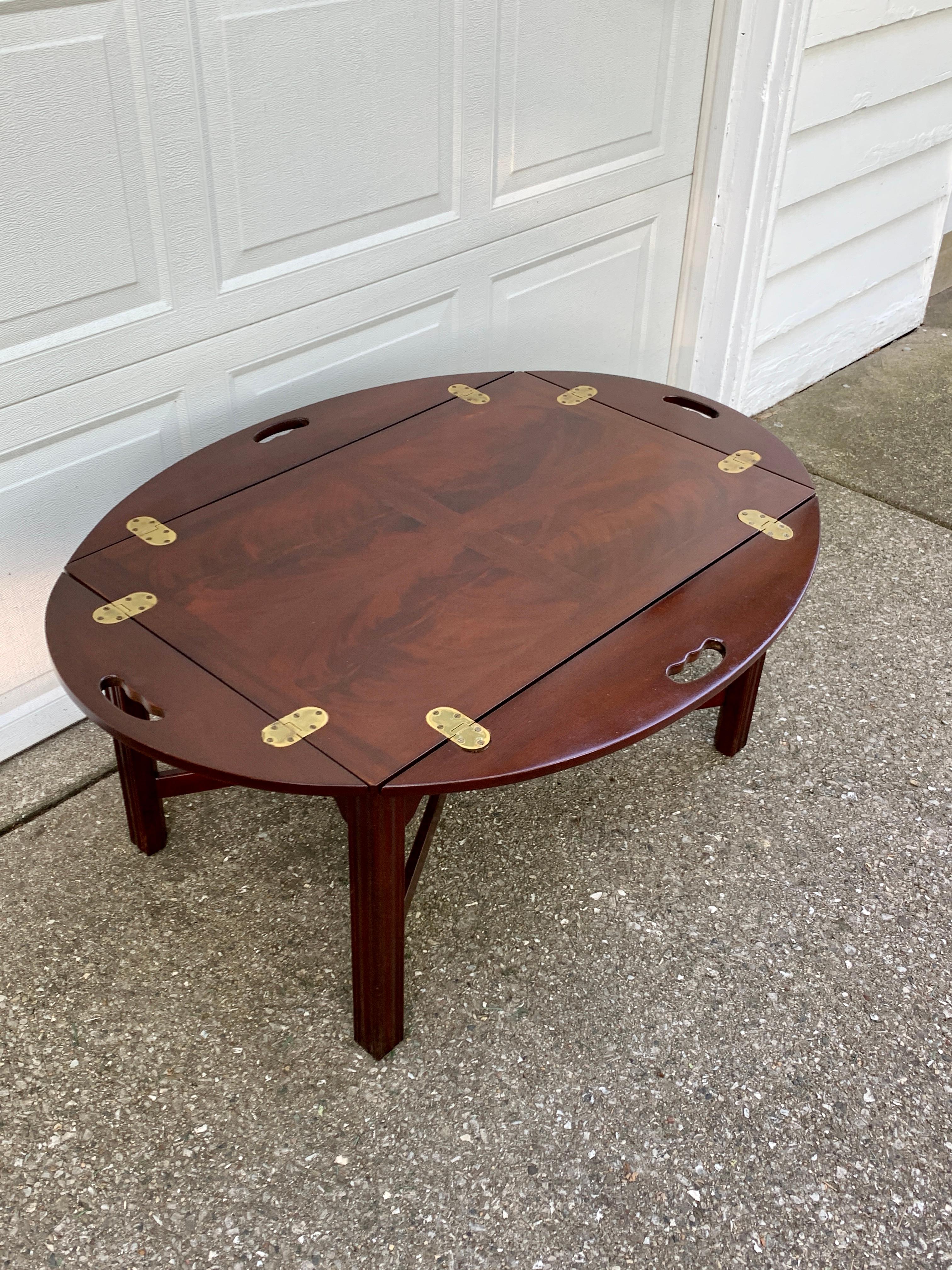 American Drexel Heritage Chippendale Carved Mahogany Butler’s Coffee Table