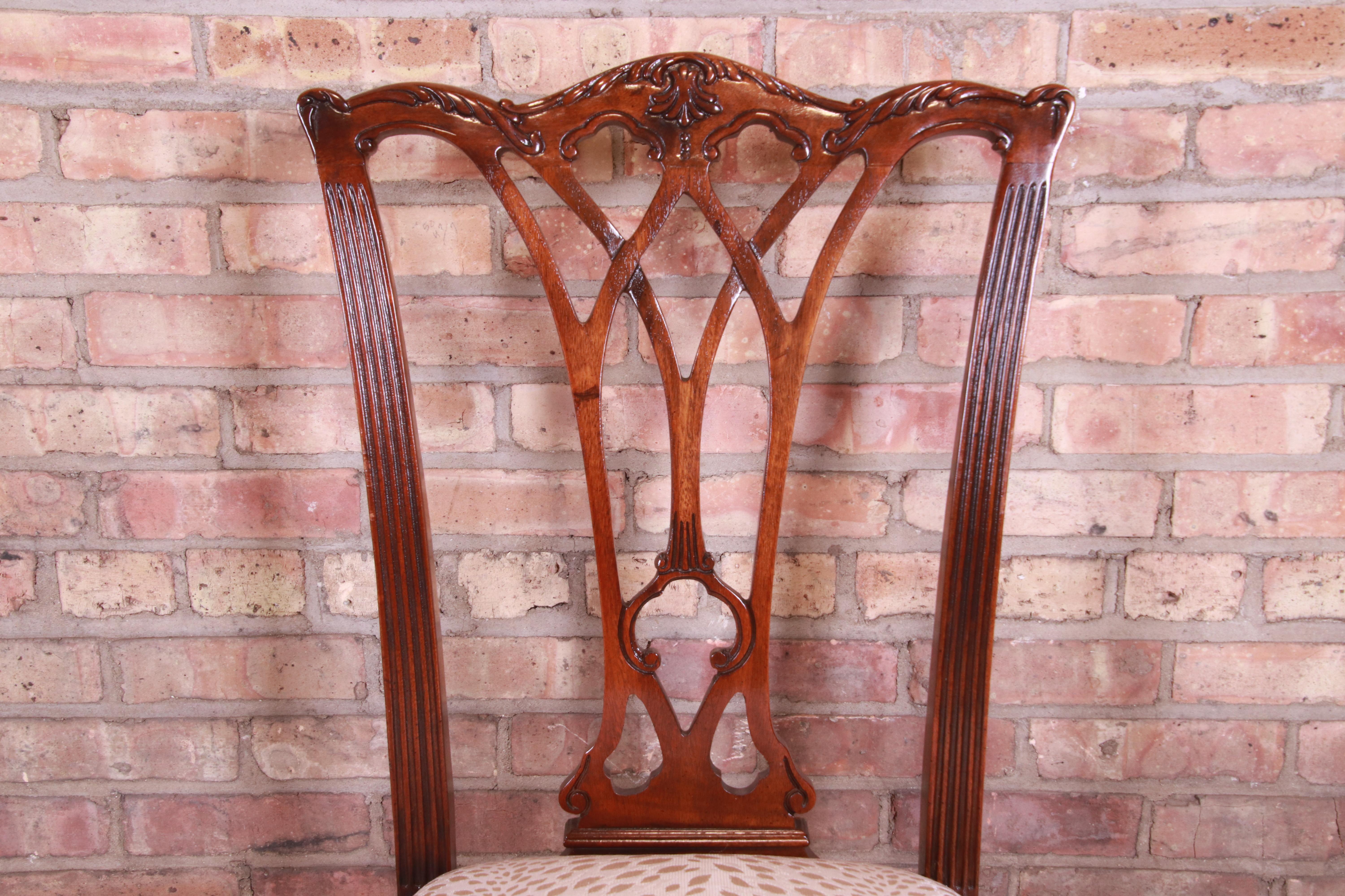 Drexel Heritage Chippendale Carved Mahogany Dining Chairs, Set of Eight 4