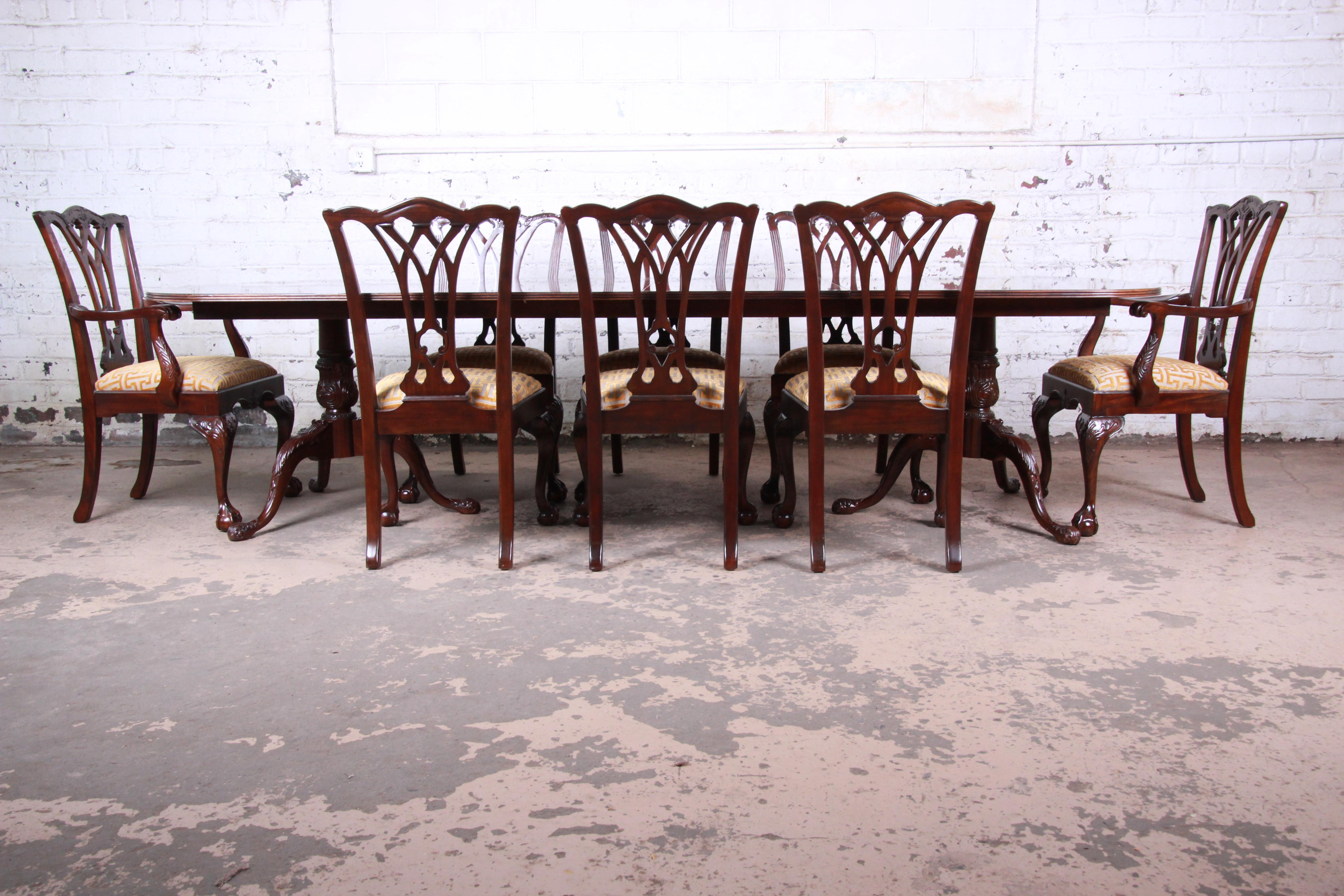 Drexel Heritage Chippendale Carved Mahogany Dining Chairs, Set of Eight 11