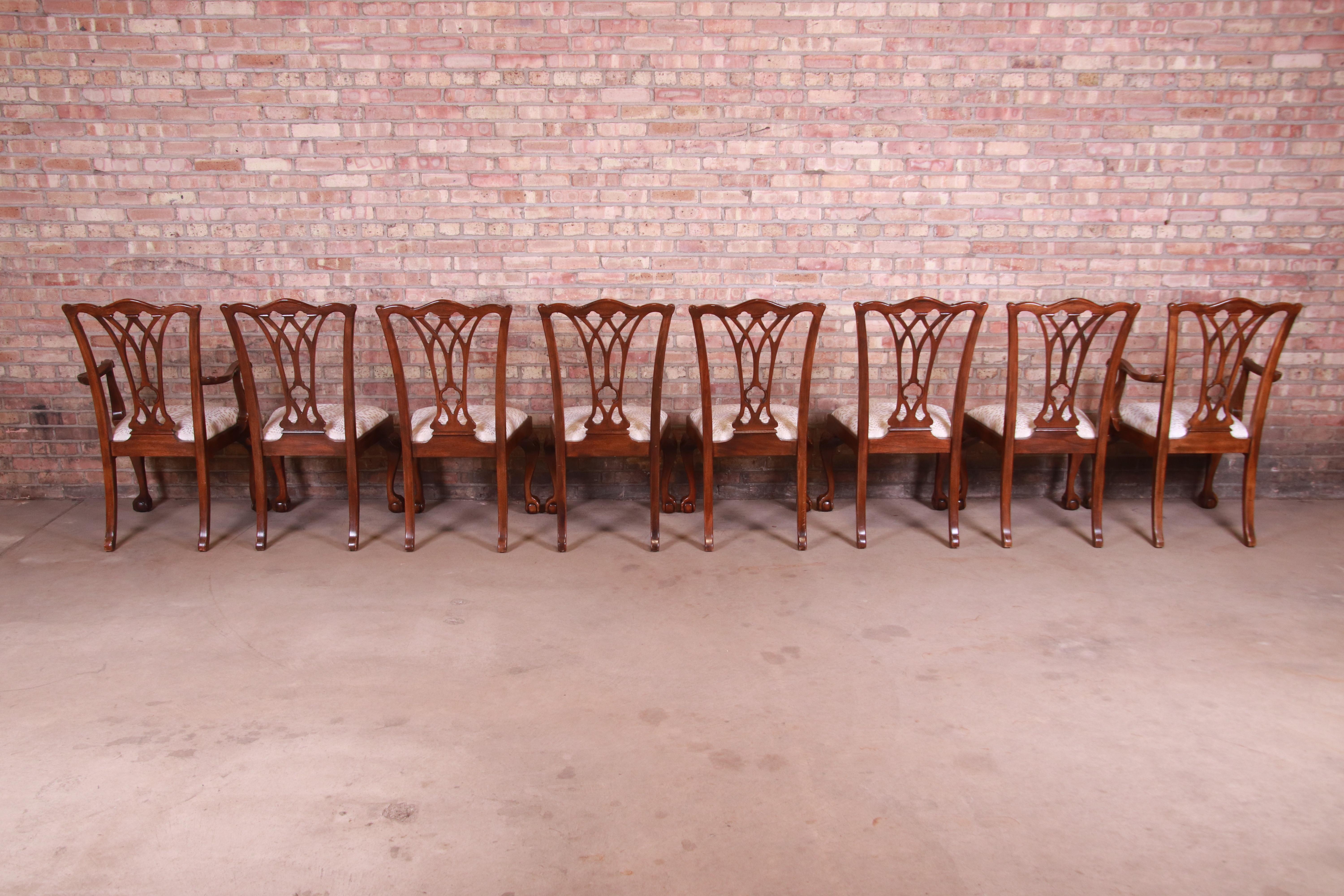 Drexel Heritage Chippendale Carved Mahogany Dining Chairs, Set of Eight 1
