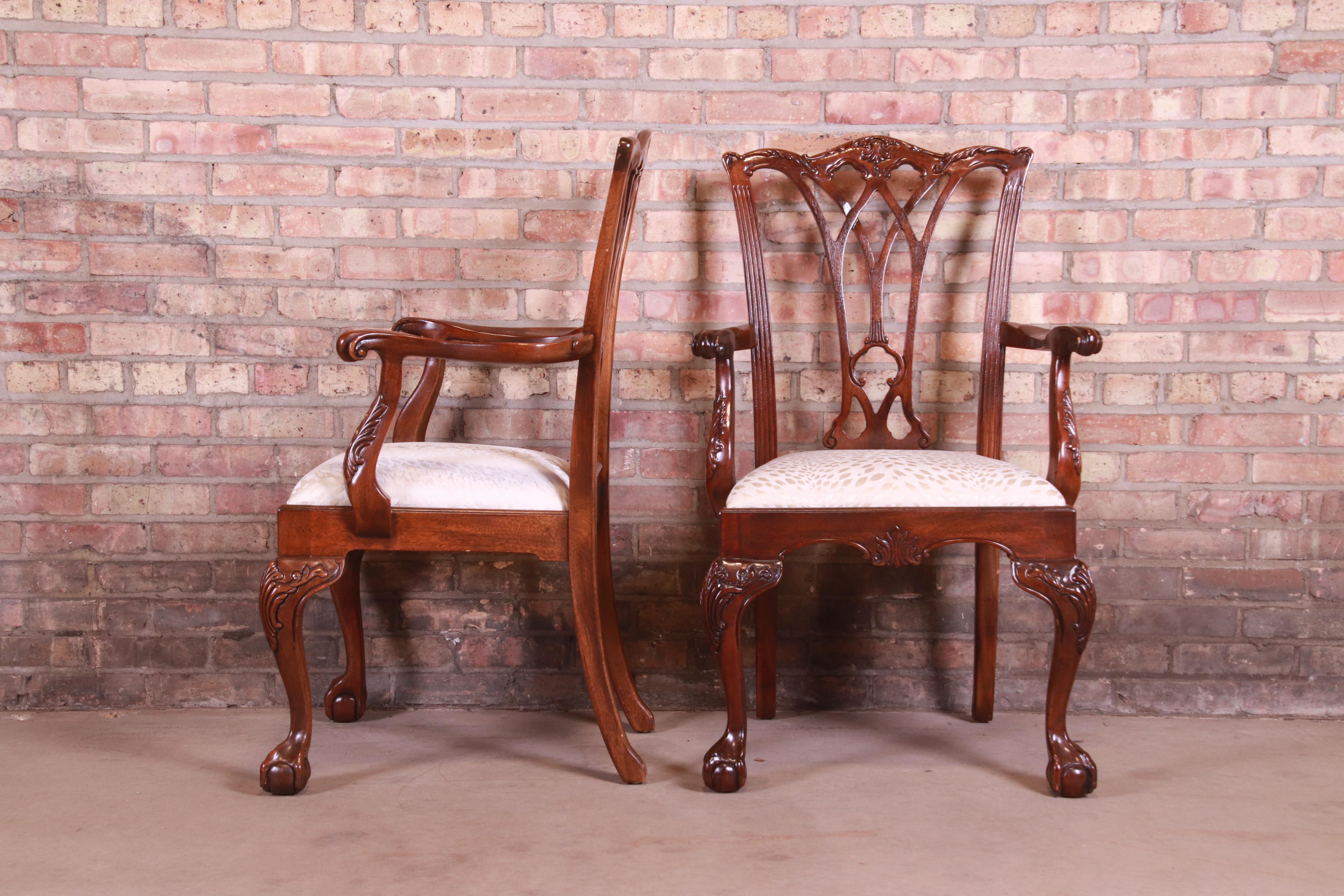 Drexel Heritage Chippendale Carved Mahogany Dining Chairs, Set of Eight 2