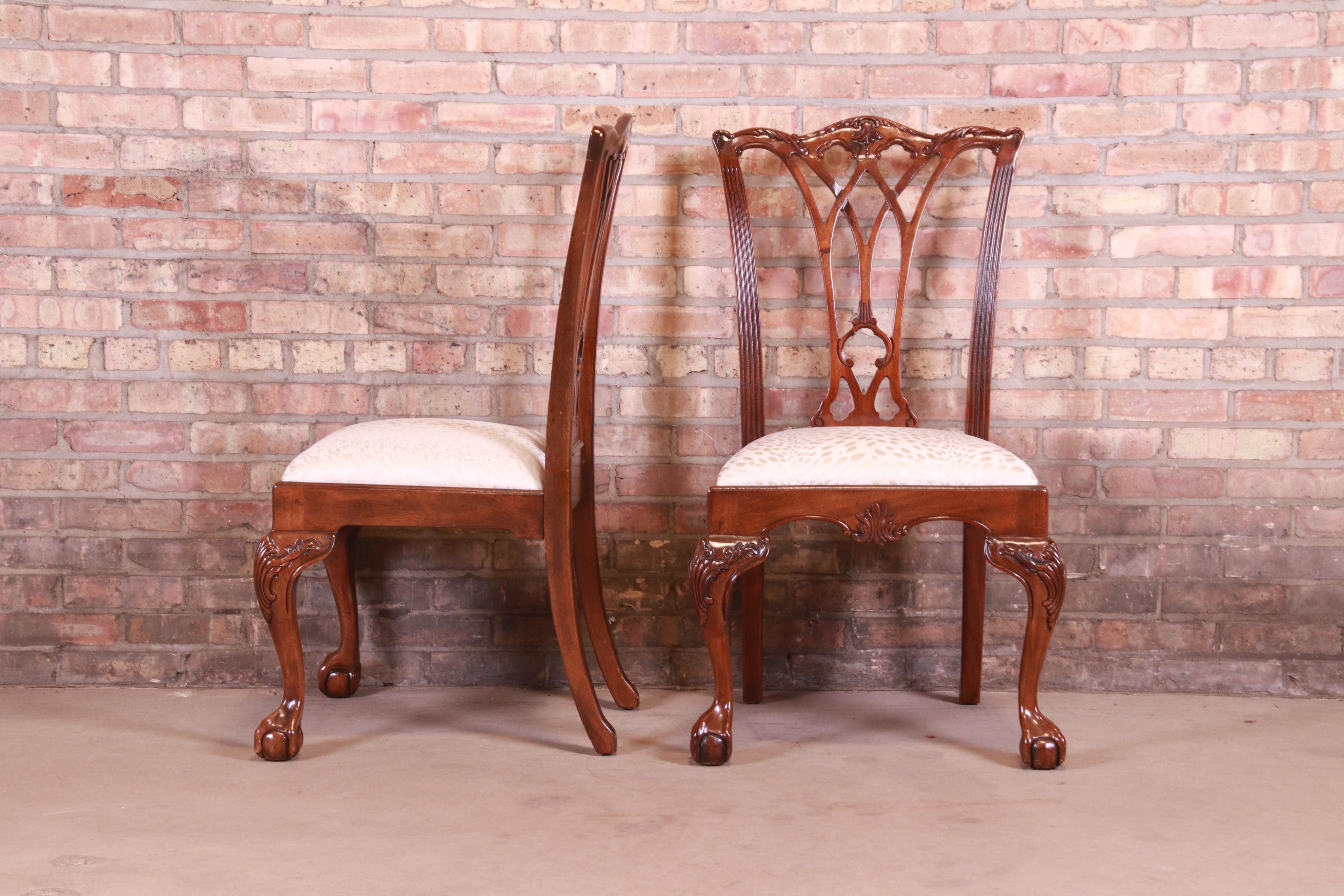 Drexel Heritage Chippendale Carved Mahogany Dining Chairs, Set of Eight 3
