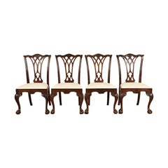 Drexel Heritage Chaises de salle à manger en acajou sculpté Chippendale, ensemble de quatre