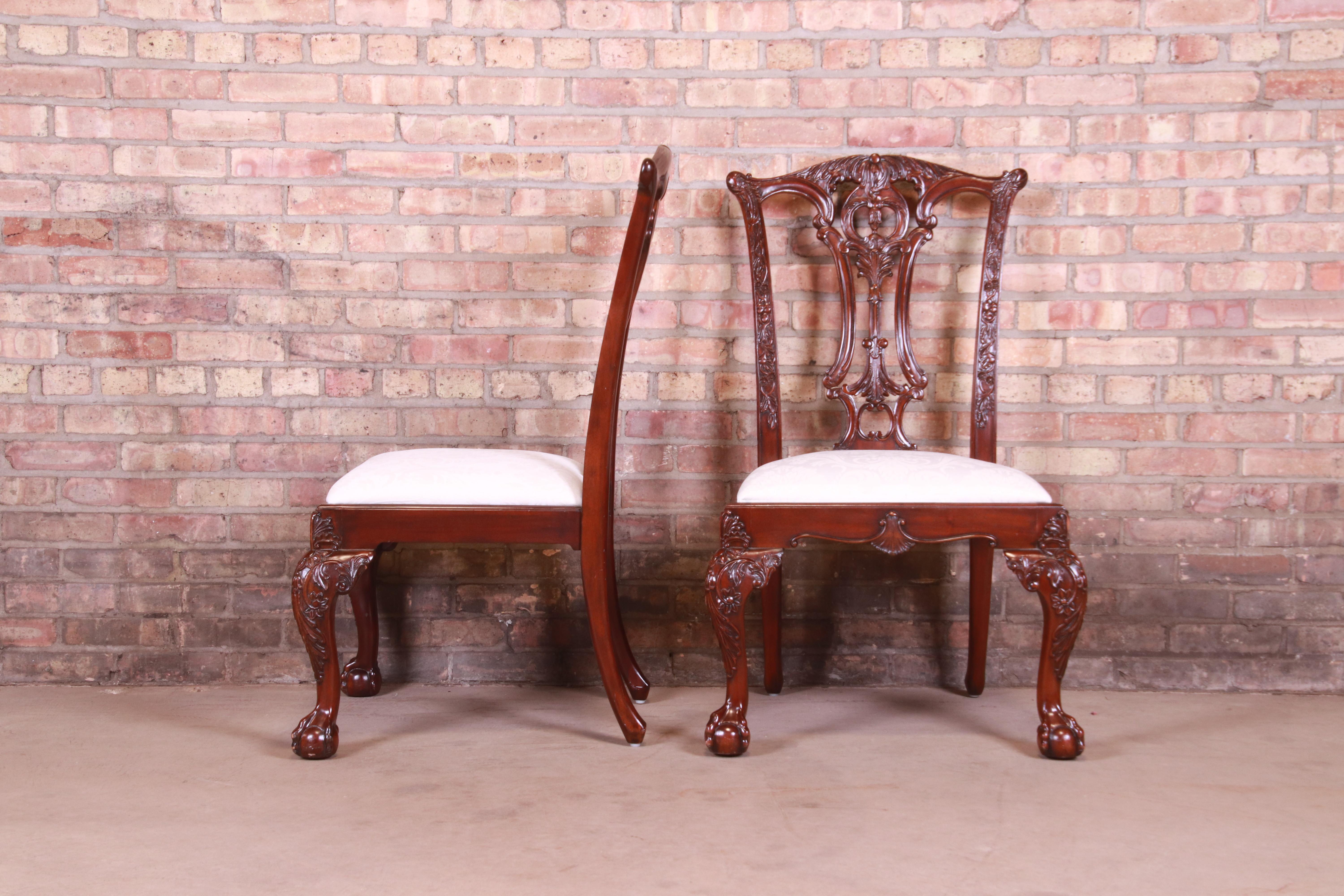 Drexel Heritage Chippendale Carved Mahogany Dining Chairs, Set of Six 4