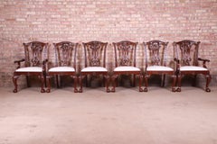 Drexel Heritage Chippendale Carved Mahogany Dining Chairs, Set of Six