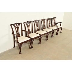 Drexel Heritage Chaises de salle à manger en acajou sculpté Chippendale, ensemble de six