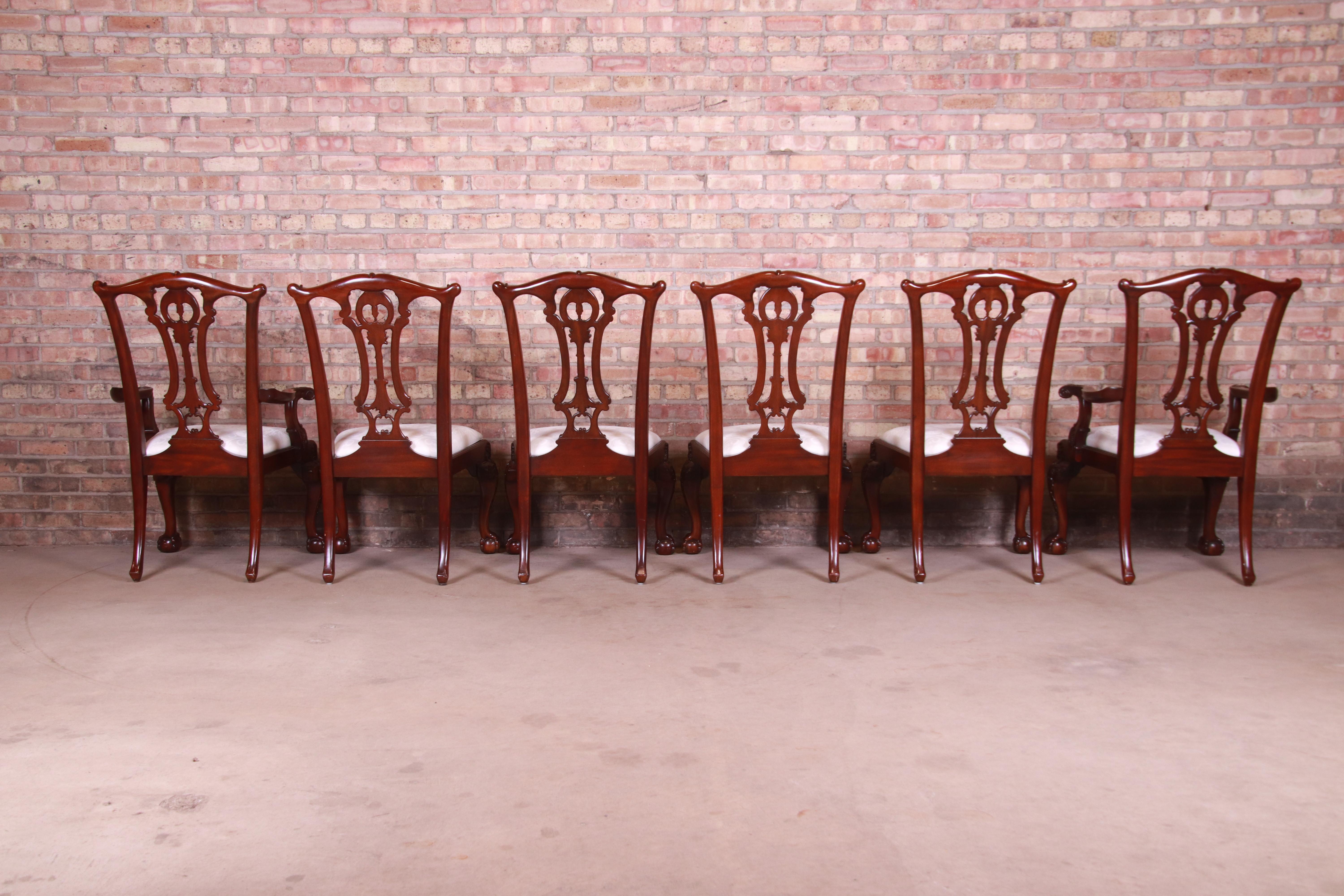 Drexel Heritage Chippendale Carved Mahogany Dining Chairs, Set of Six 1