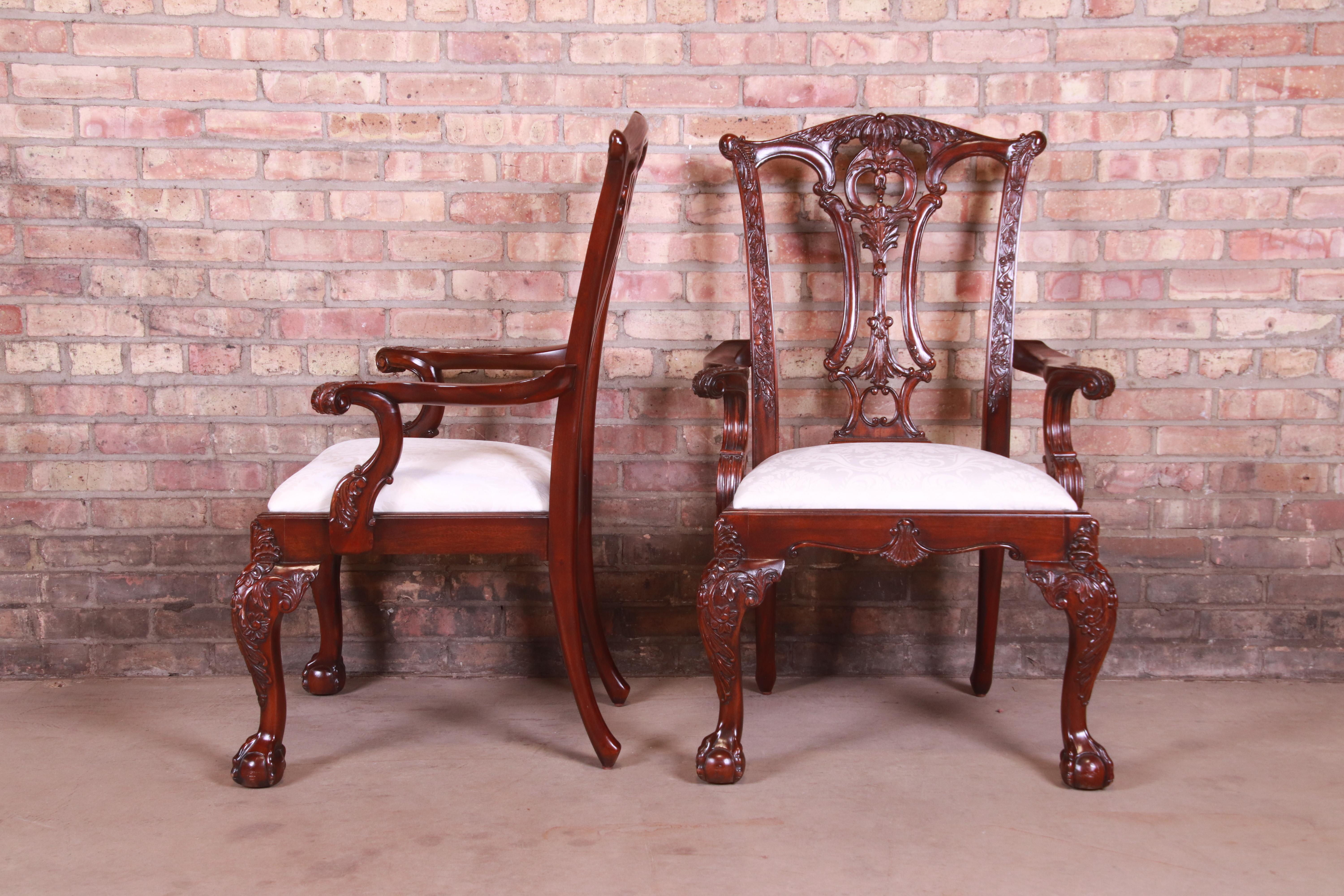 Drexel Heritage Chippendale Carved Mahogany Dining Chairs, Set of Six 2