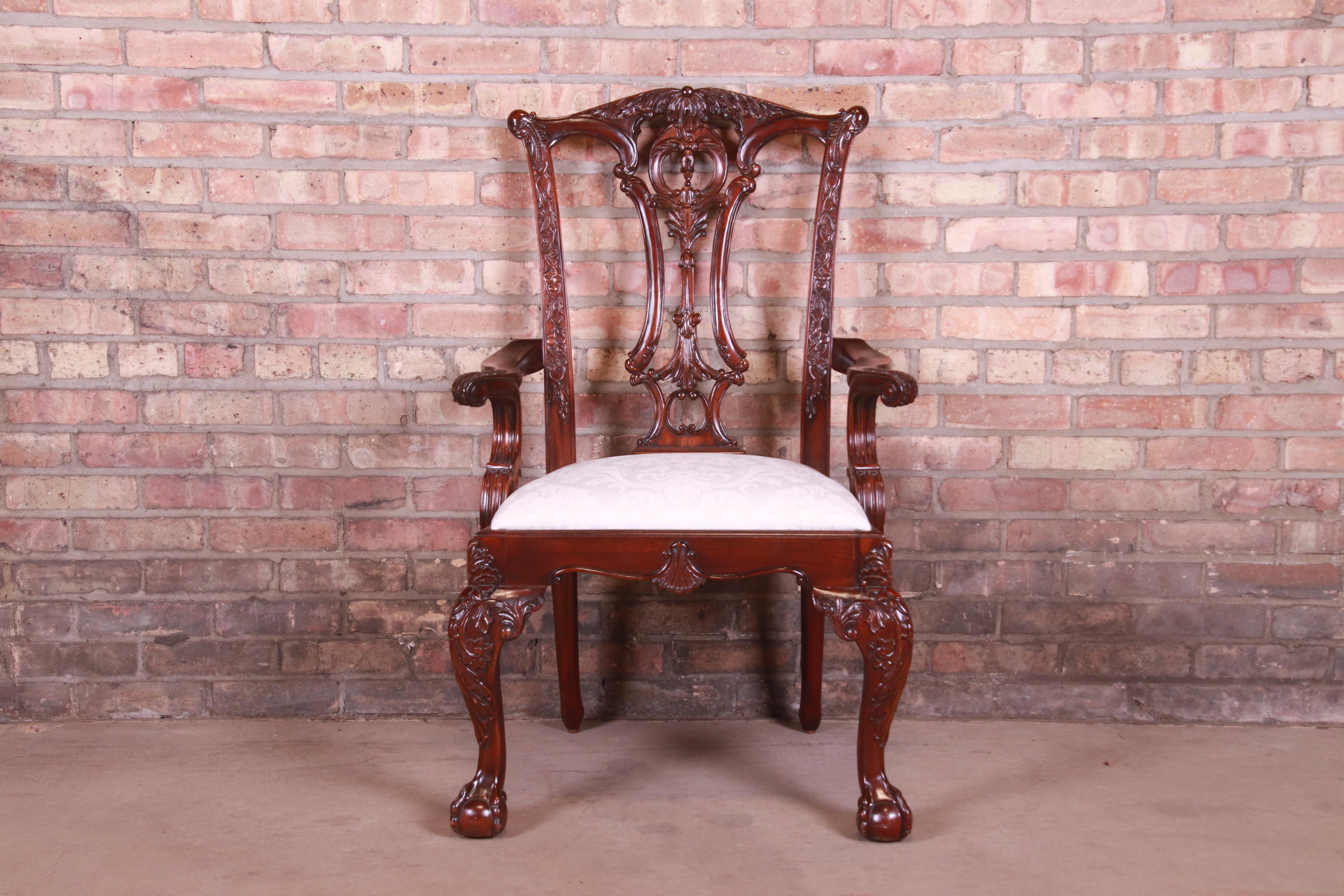 Drexel Heritage Chippendale Carved Mahogany Dining Chairs, Set of Six 3