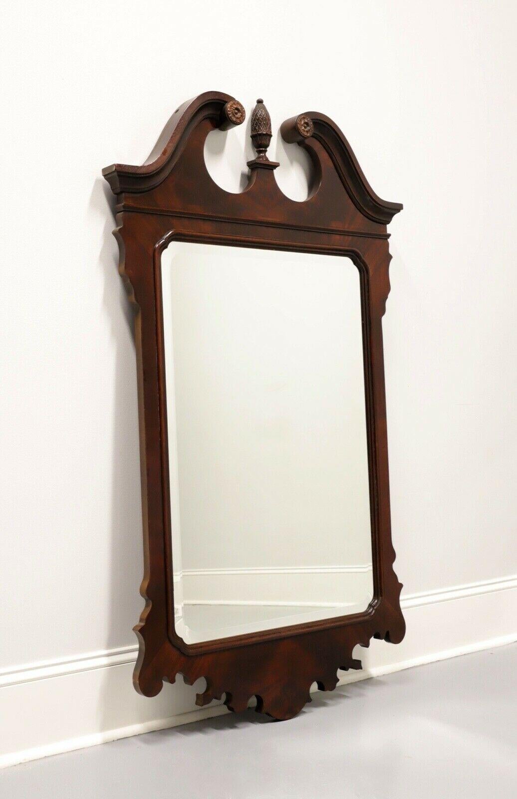 DREXEL HERITAGE Chippendale Crotch Mahogany Beveled Wall Mirror For Sale 1