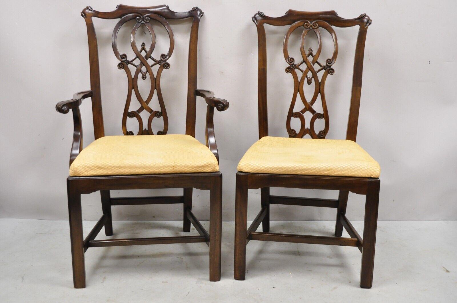 Drexel Heritage Chippendale Georgian Style Mahogany Dining Chairs, Set of 6 7