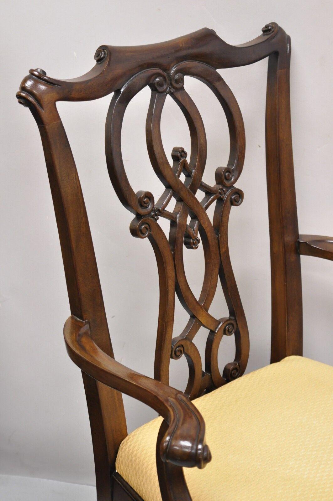 Drexel Heritage Chippendale Georgian Style Mahogany Dining Chairs, Set of 6 In Good Condition In Philadelphia, PA