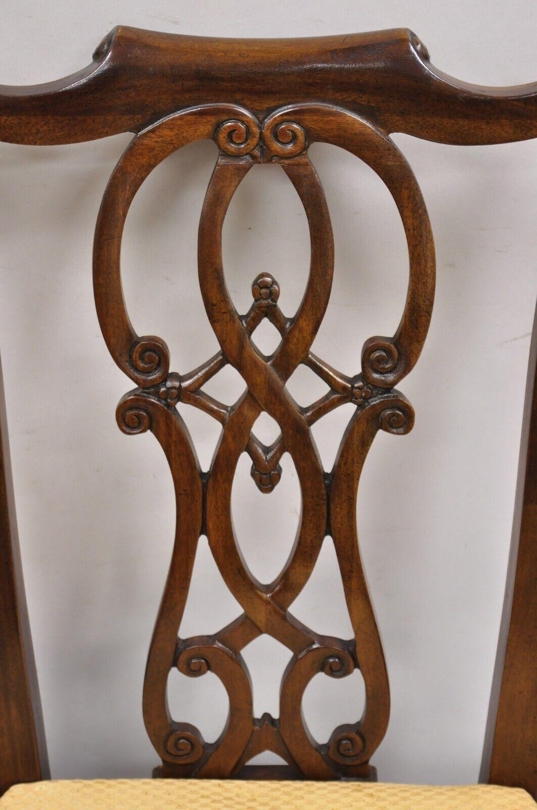 20th Century Drexel Heritage Chippendale Georgian Style Mahogany Dining Chairs, Set of 6