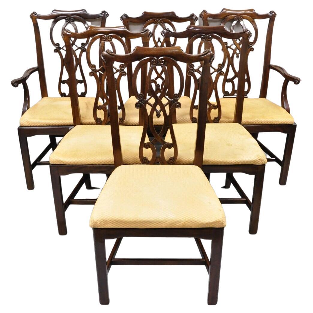 Drexel Heritage Chippendale Georgian Style Mahogany Dining Chairs, Set of 6