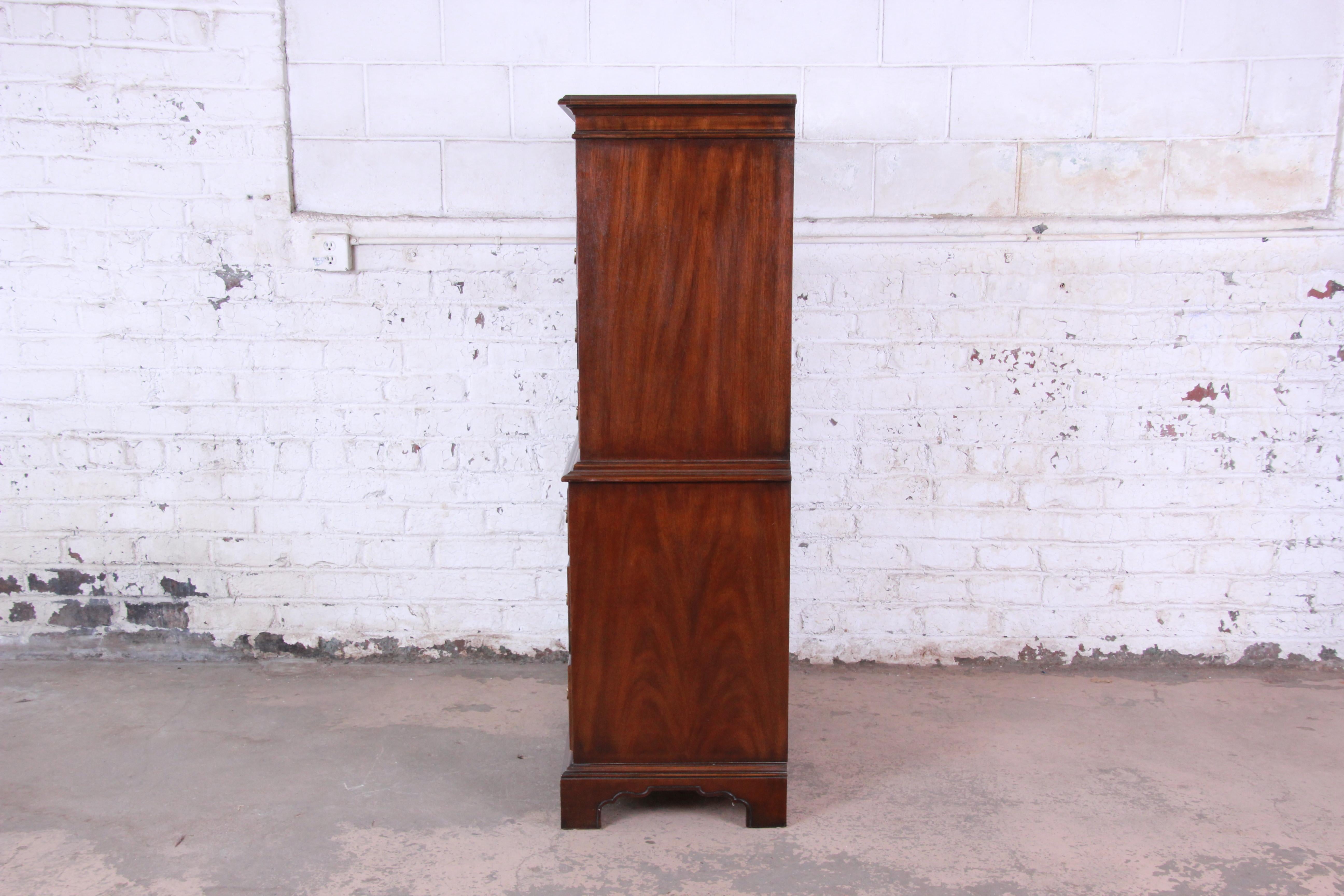 Drexel Heritage Chippendale Style Banded Mahogany Highboy Dresser 3