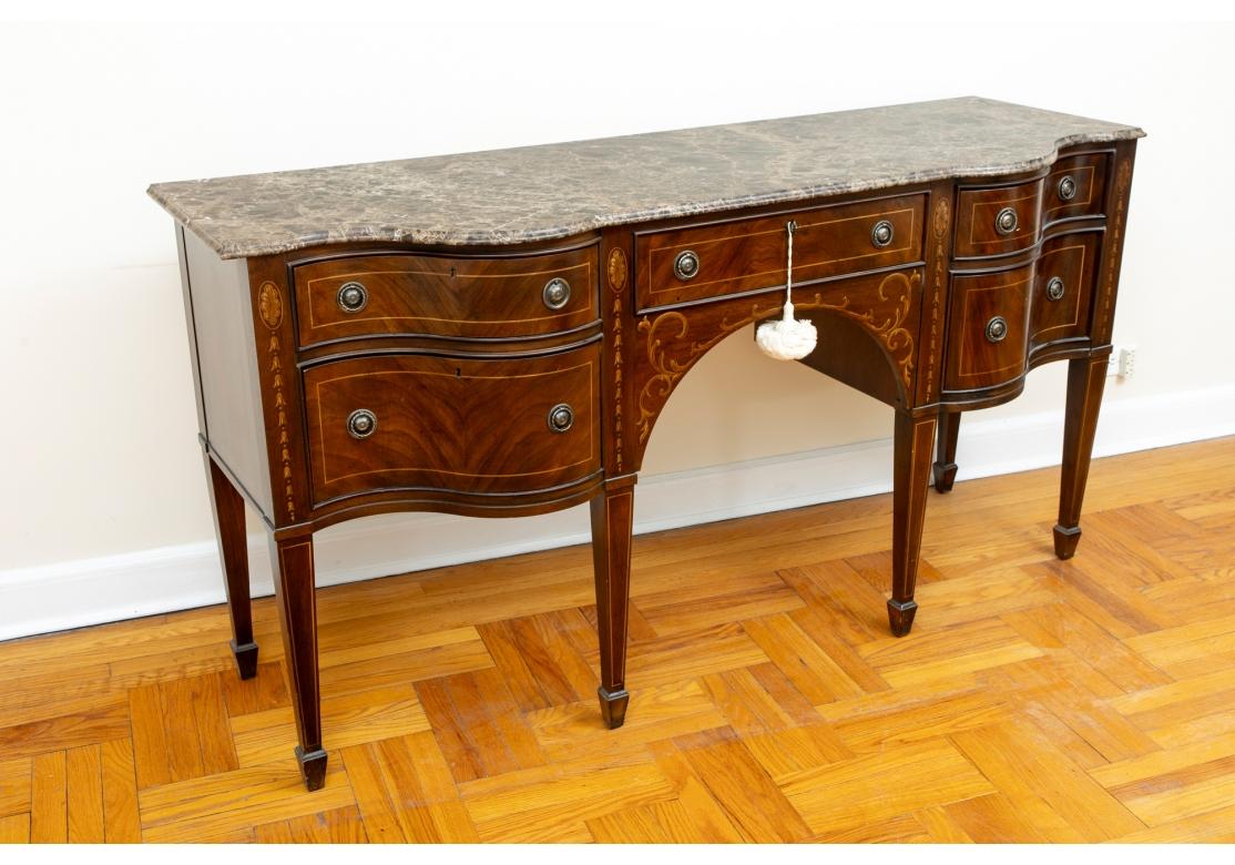 Drexel Heritage Covington Park Collection Serpentine Form Marble Top Sideboard  For Sale 2