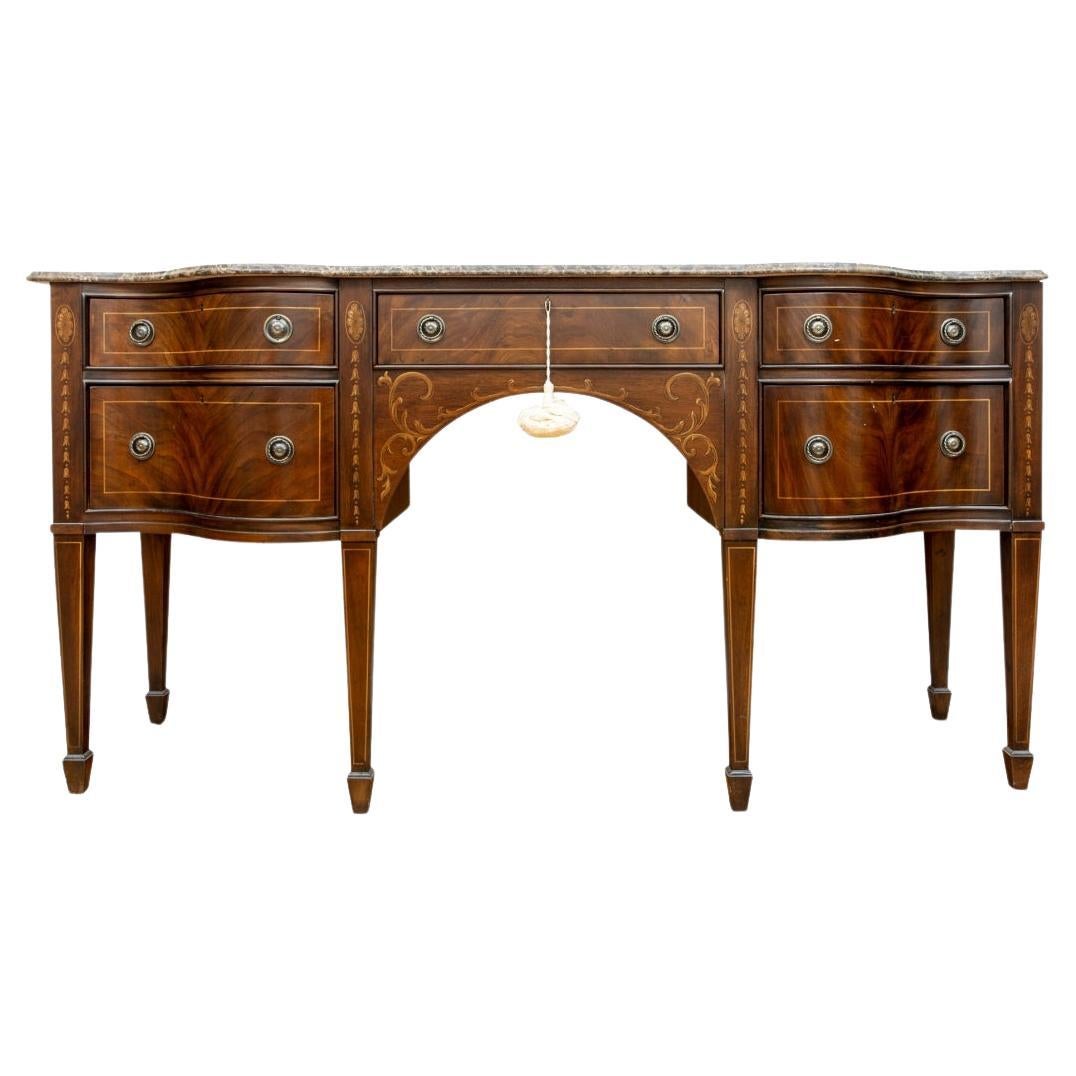Drexel Heritage Covington Park Collection Serpentine Form Marble Top Sideboard  For Sale