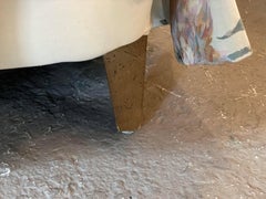 Drexel Heritage Curved Floral Sofas in Upholstery with Wood, a Pair